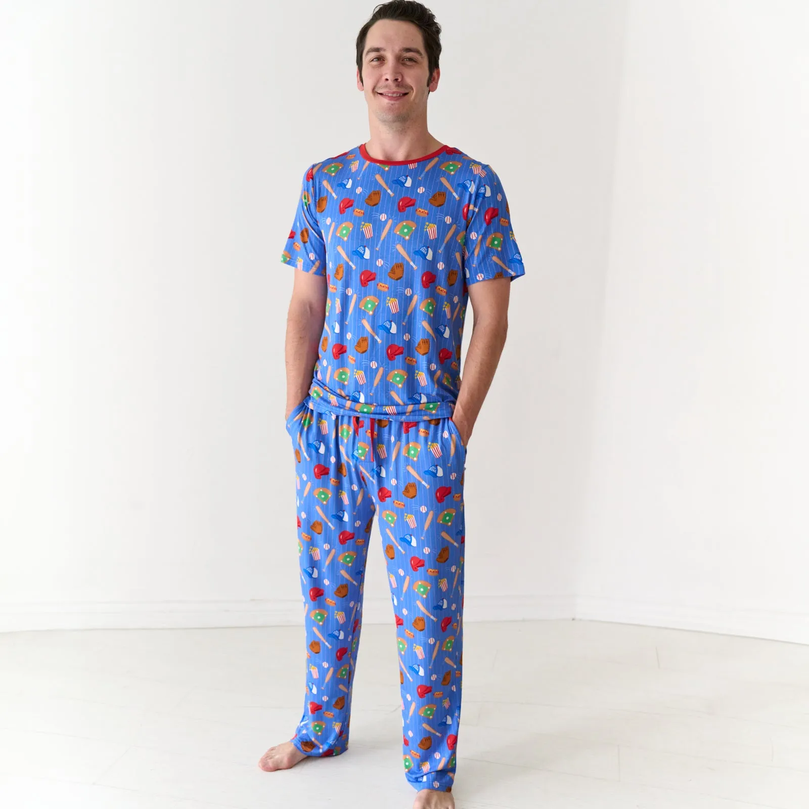 Blue All Stars Men's Short Sleeve Pajama Top