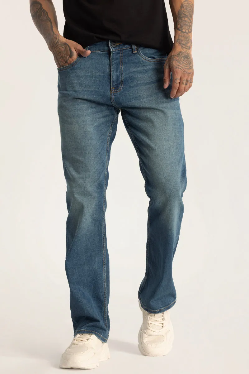 Blue Plain Bootcut Jeans