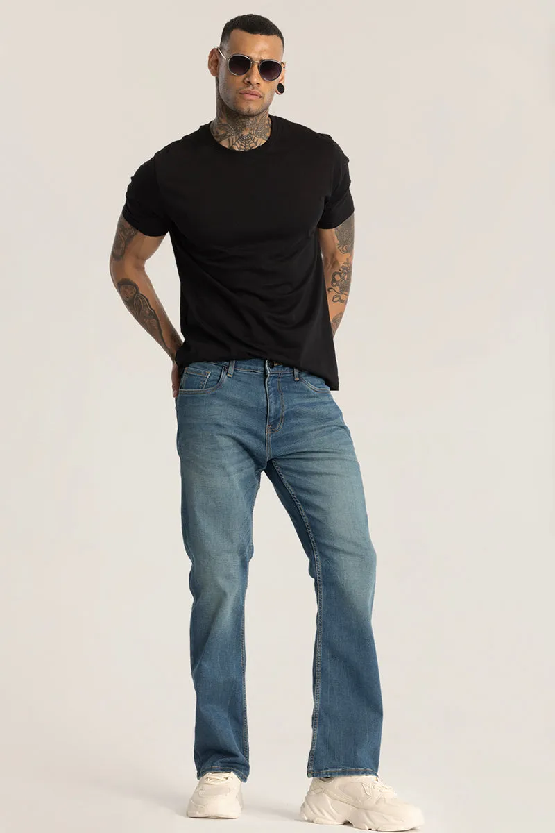 Blue Plain Bootcut Jeans