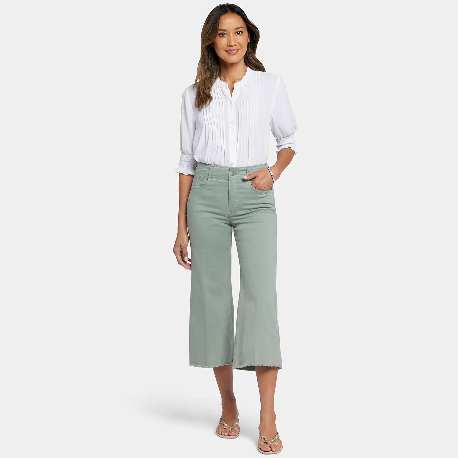 Brigitte Wide Leg Capri Jeans - Lily Pad