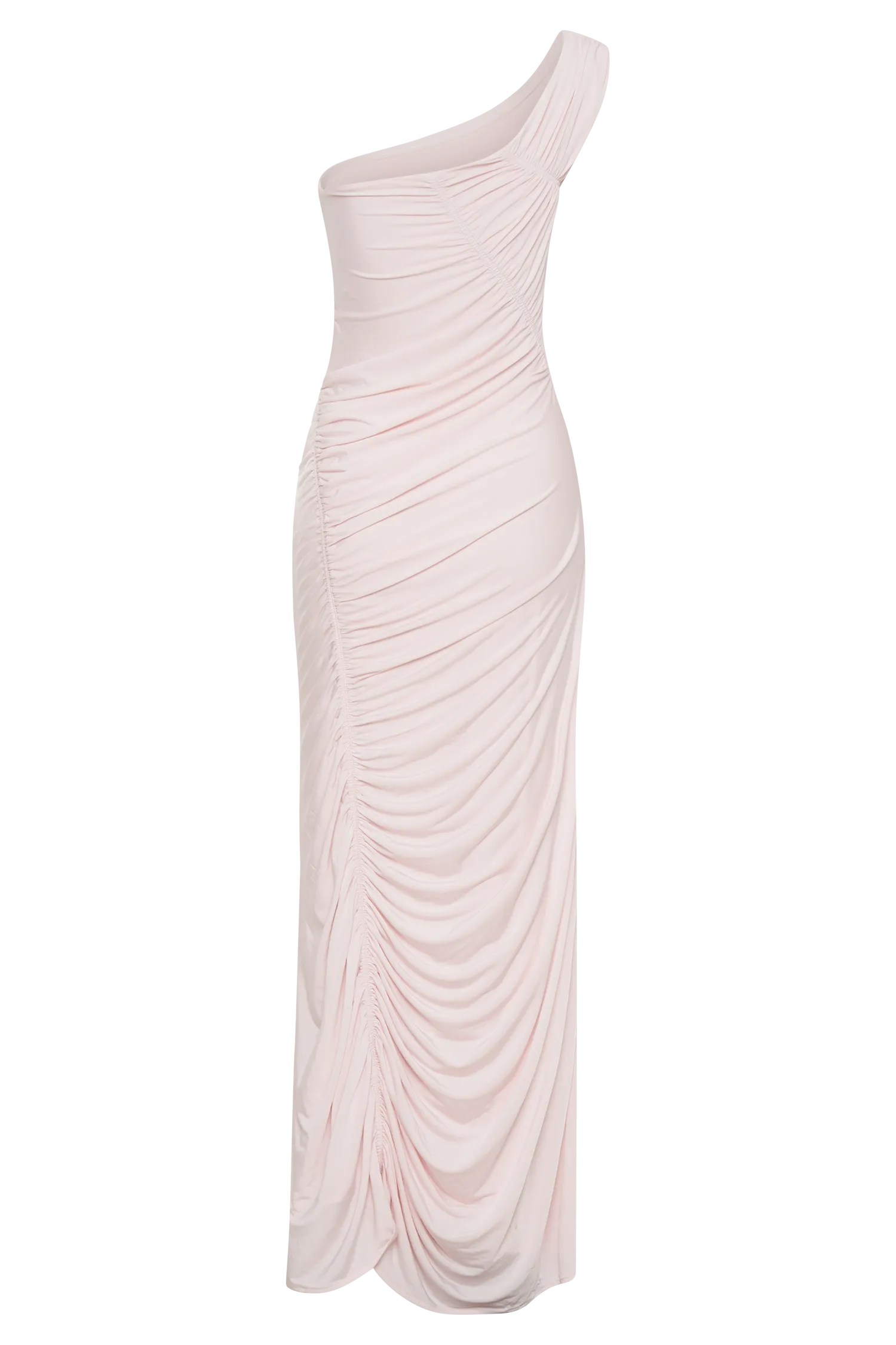 Capri Gathered Slinky Maxi Dress - Powder Pink