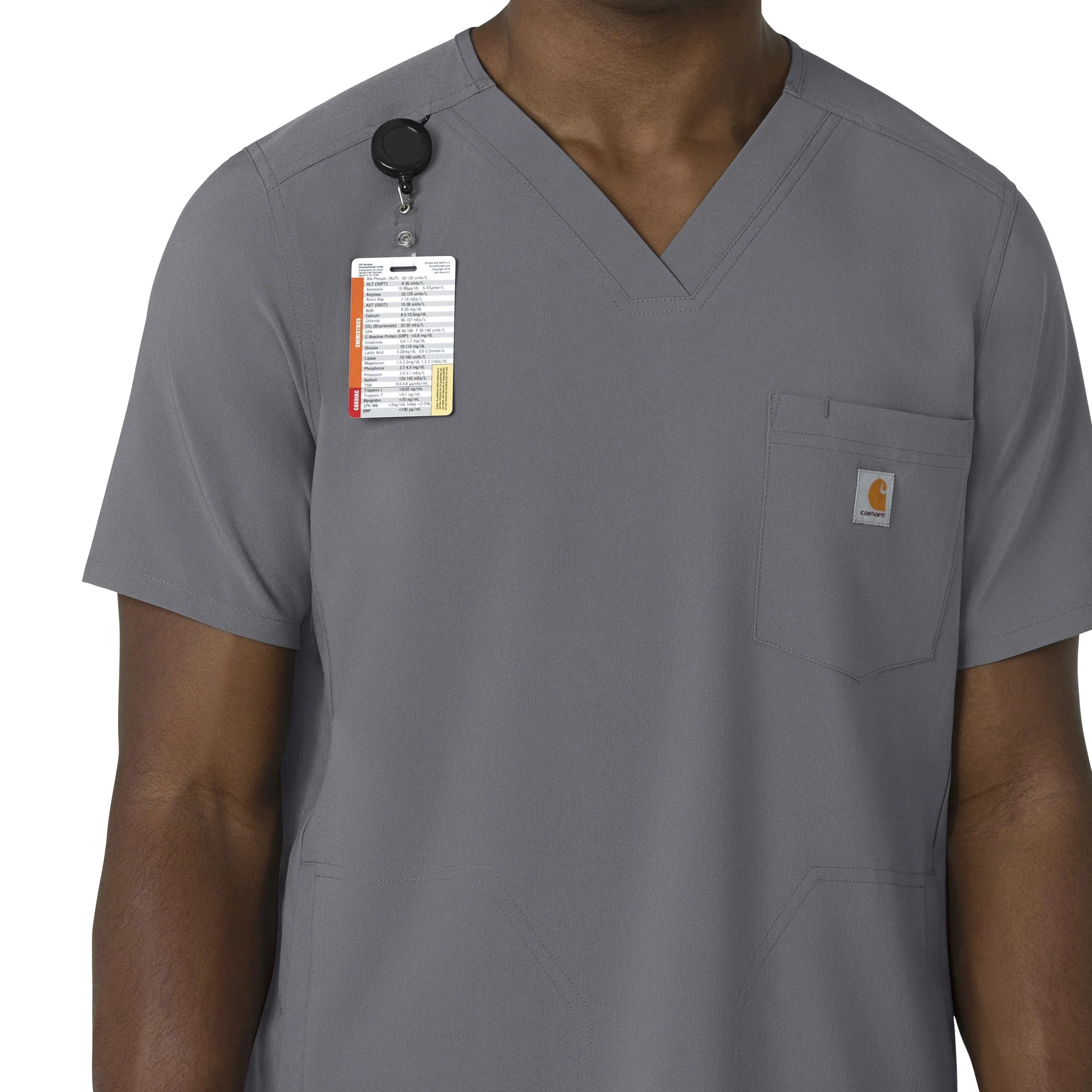 Carhartt Force Cross-Flex Men's V-Neck Scrub Top - Pewter