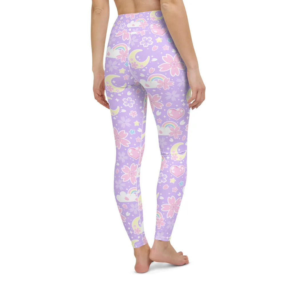 Cherry Blossom Dreams Purple Yoga Leggings