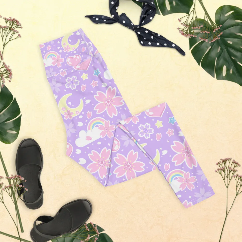 Cherry Blossom Dreams Purple Yoga Leggings