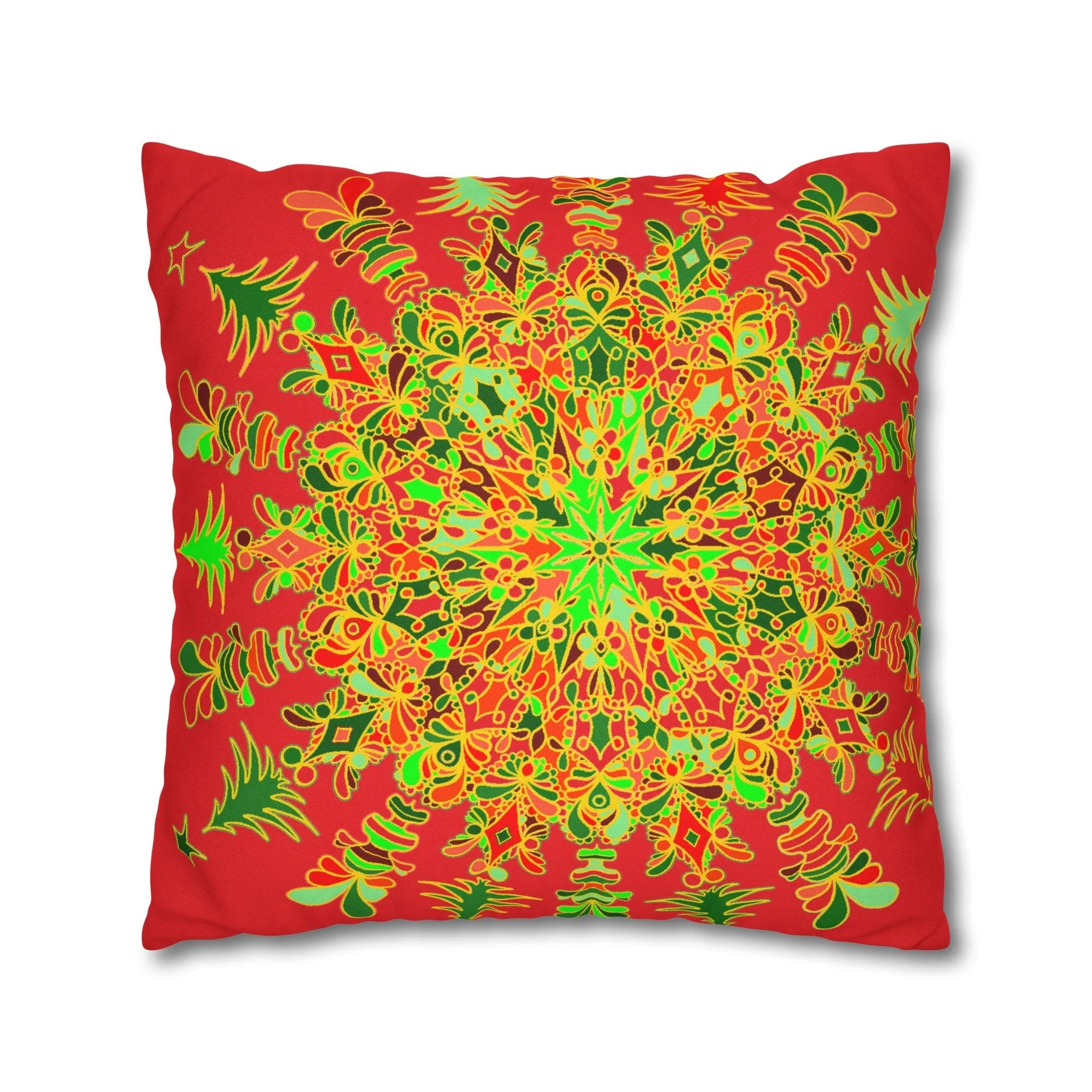 Christmas Mandala Art Pillowcase - Hand-drawn Design