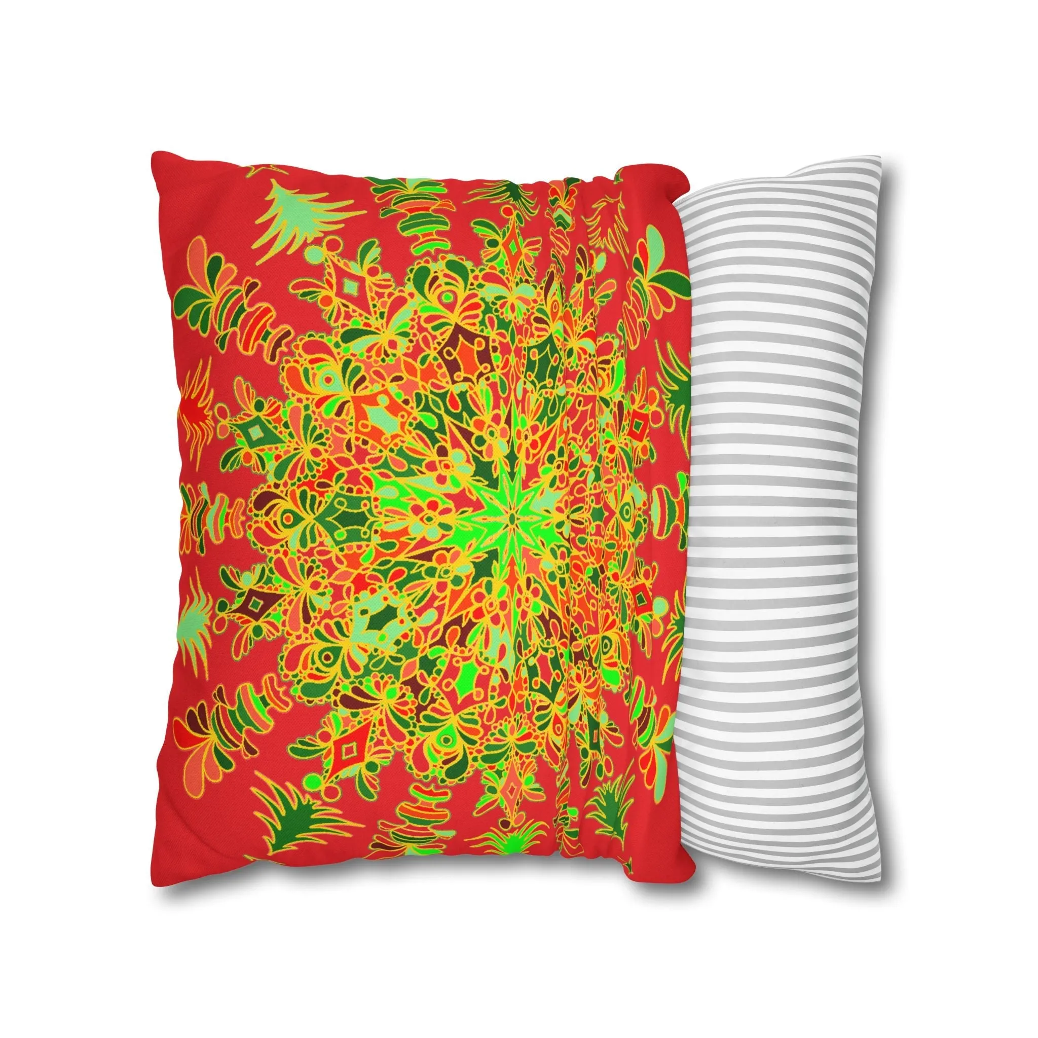 Christmas Mandala Art Pillowcase - Hand-drawn Design