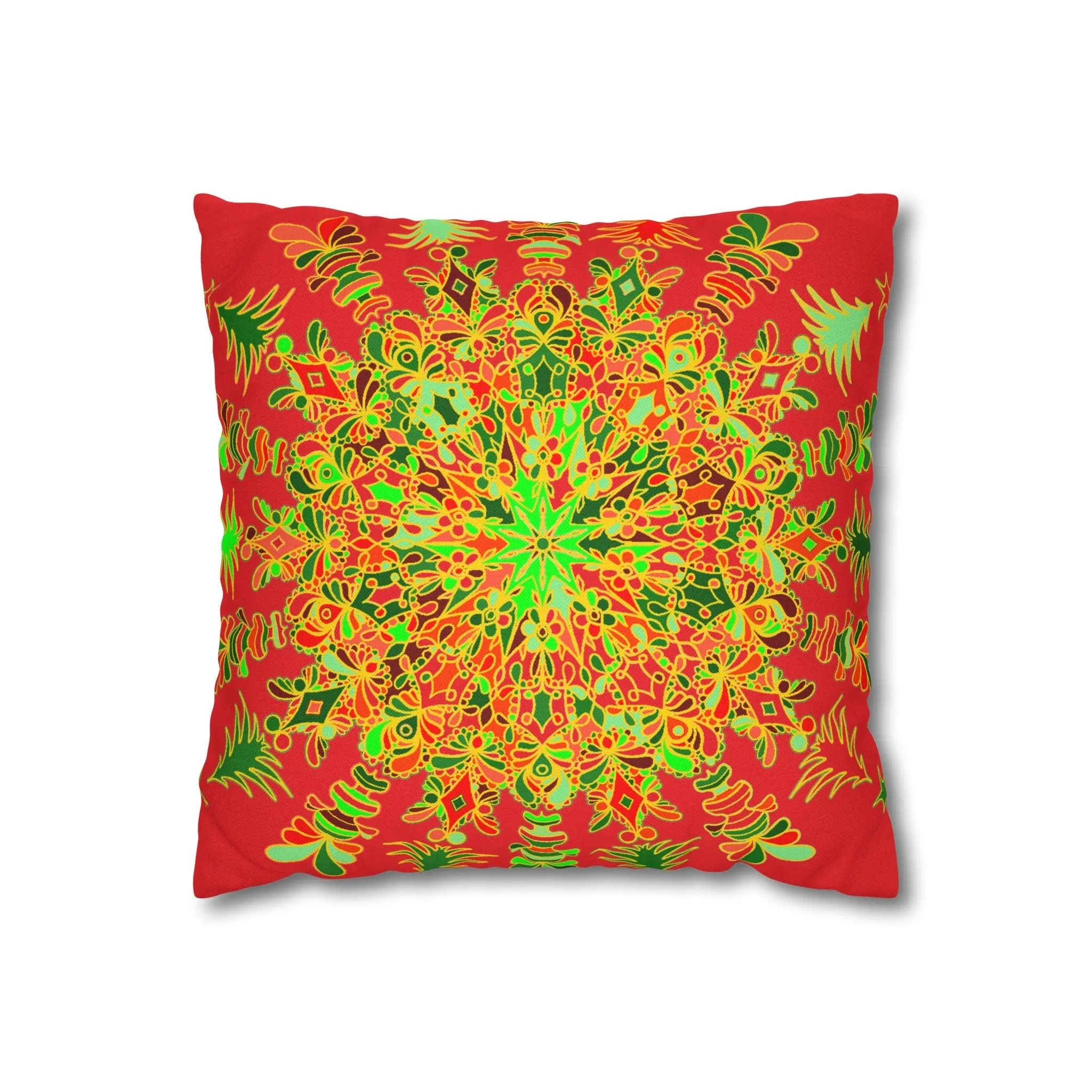 Christmas Mandala Art Pillowcase - Hand-drawn Design