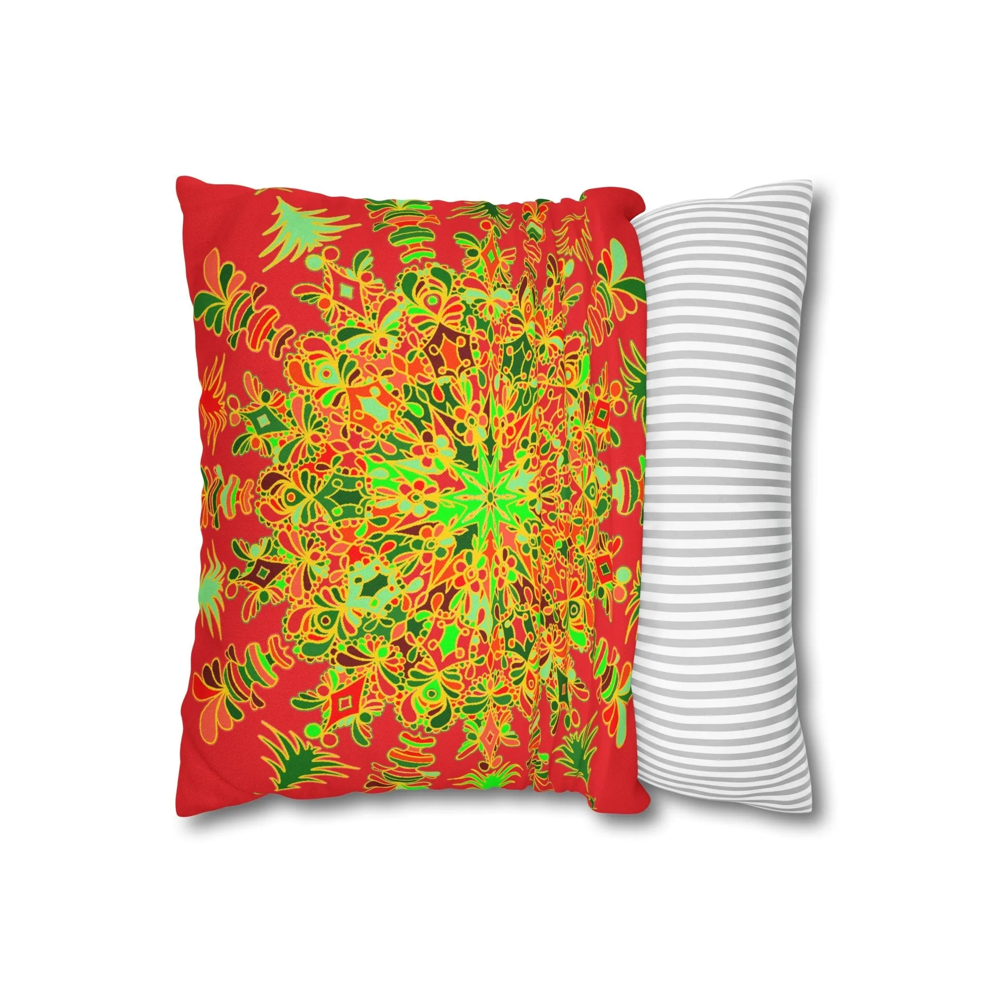 Christmas Mandala Art Pillowcase - Hand-drawn Design