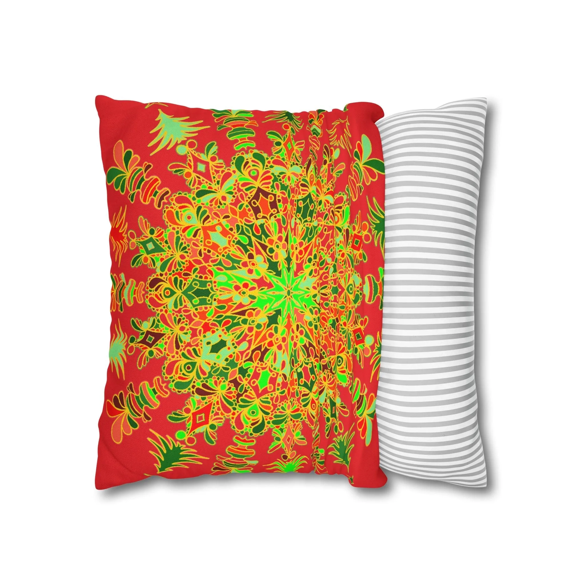 Christmas Mandala Art Pillowcase - Hand-drawn Design