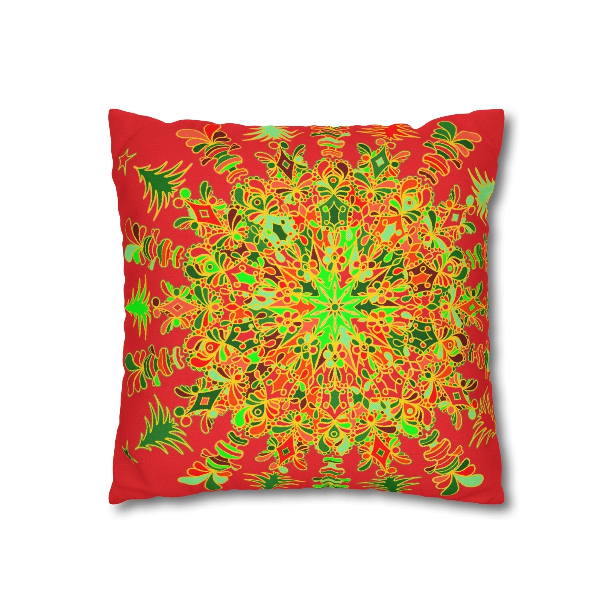 Christmas Mandala Art Pillowcase - Hand-drawn Design