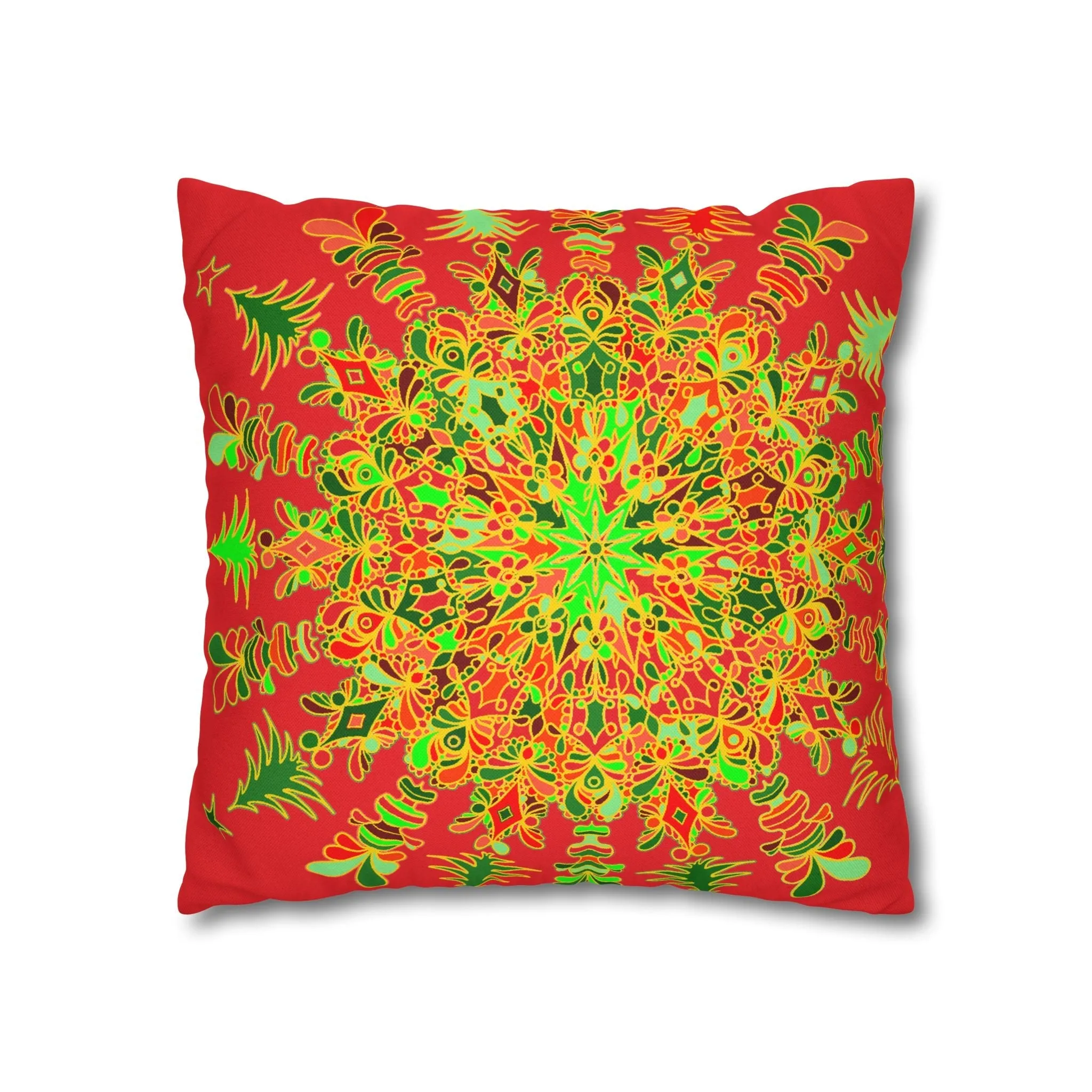 Christmas Mandala Art Pillowcase - Hand-drawn Design