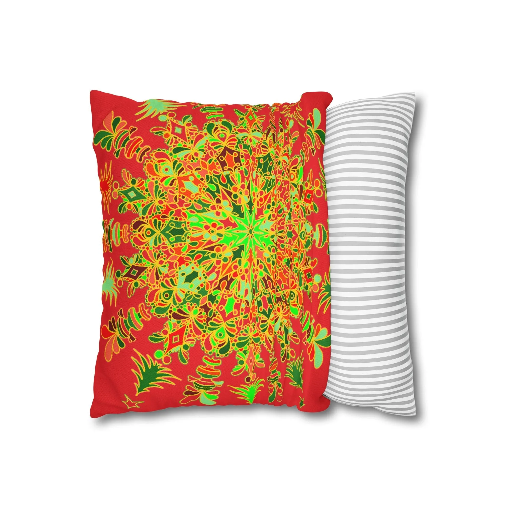 Christmas Mandala Art Pillowcase - Hand-drawn Design