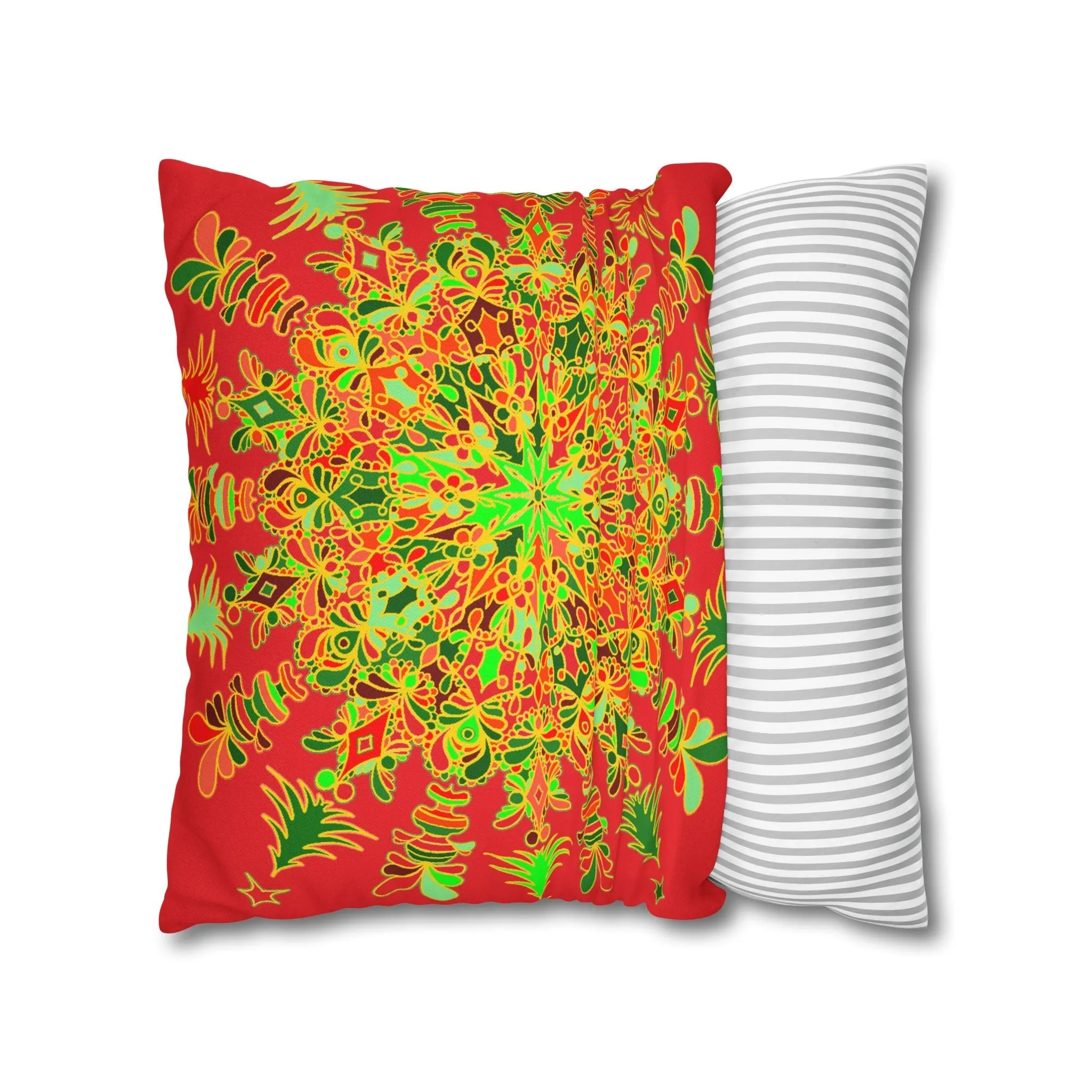 Christmas Mandala Art Pillowcase - Hand-drawn Design