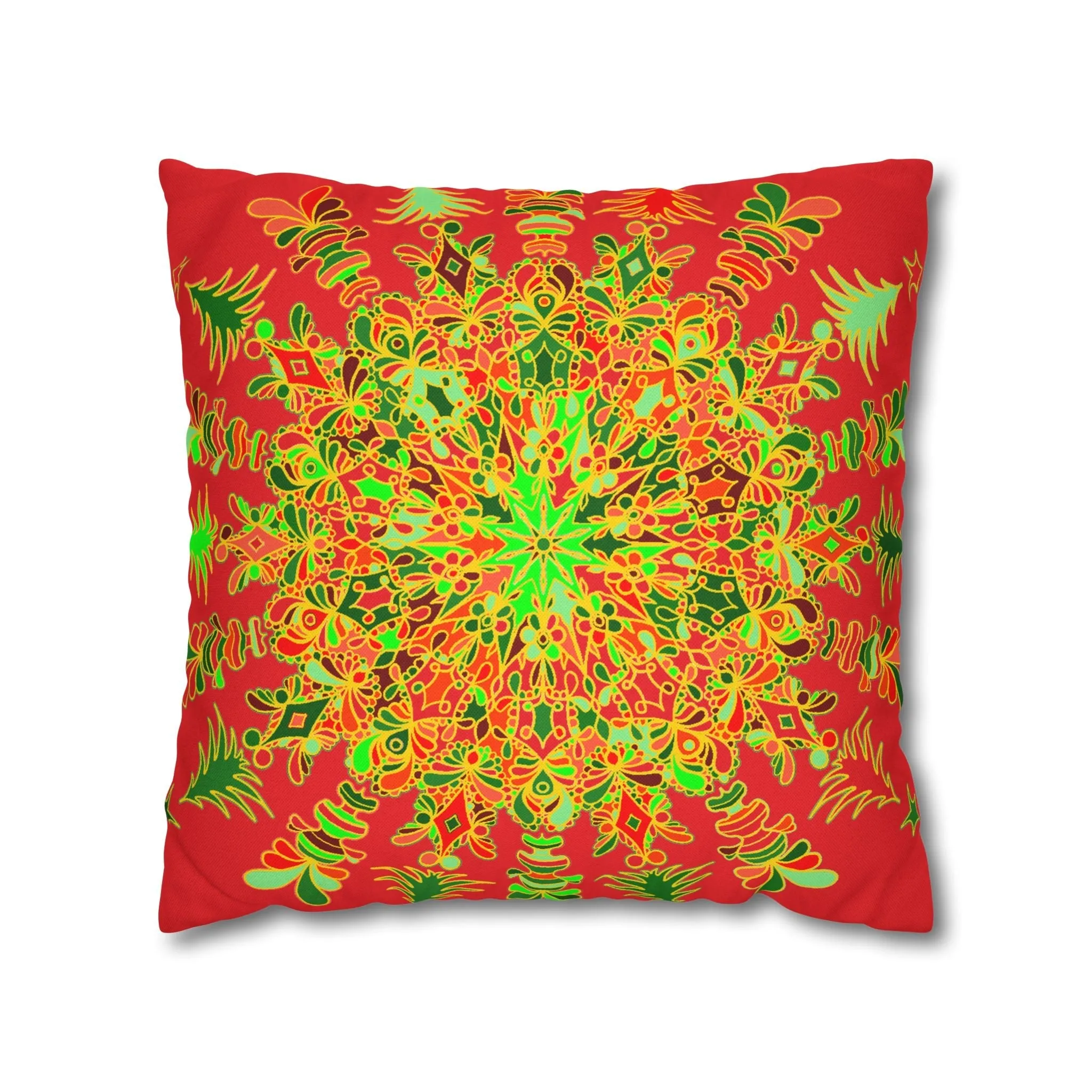 Christmas Mandala Art Pillowcase - Hand-drawn Design