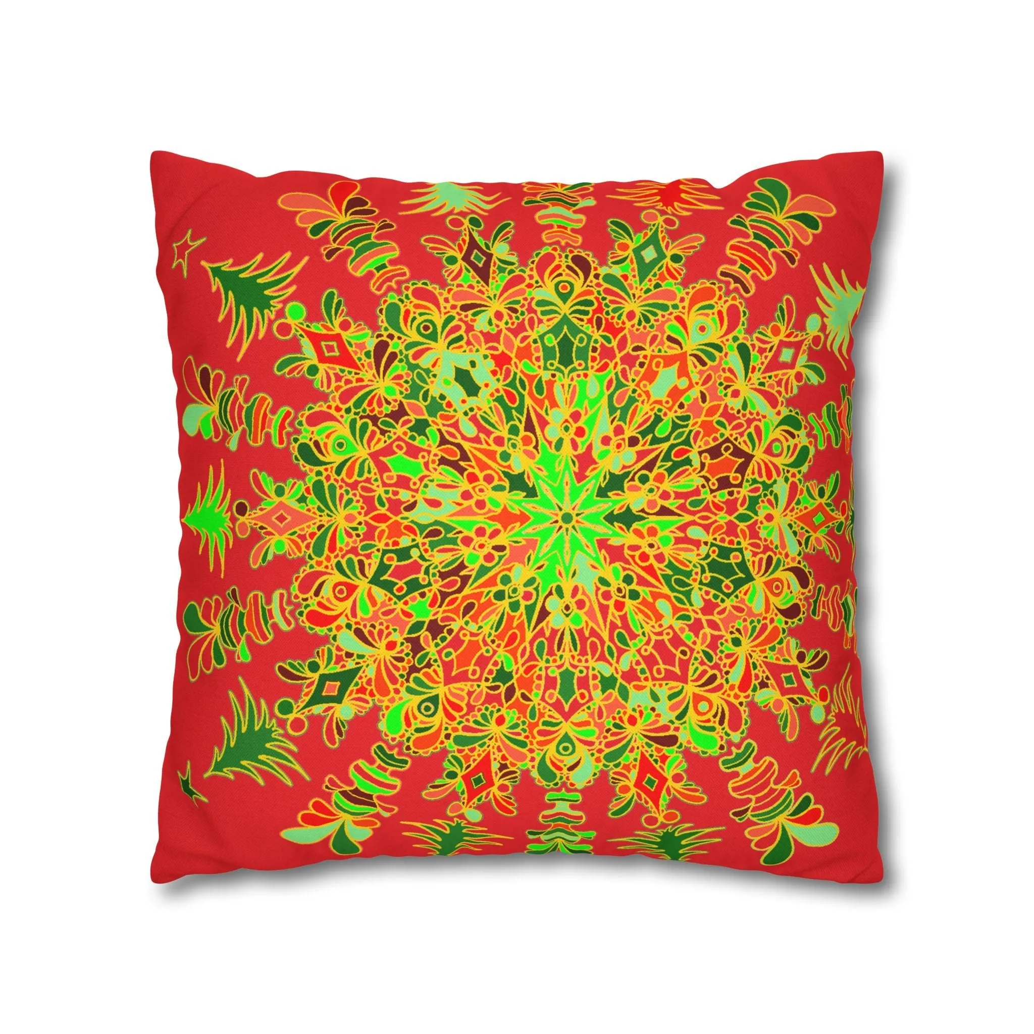 Christmas Mandala Art Pillowcase - Hand-drawn Design