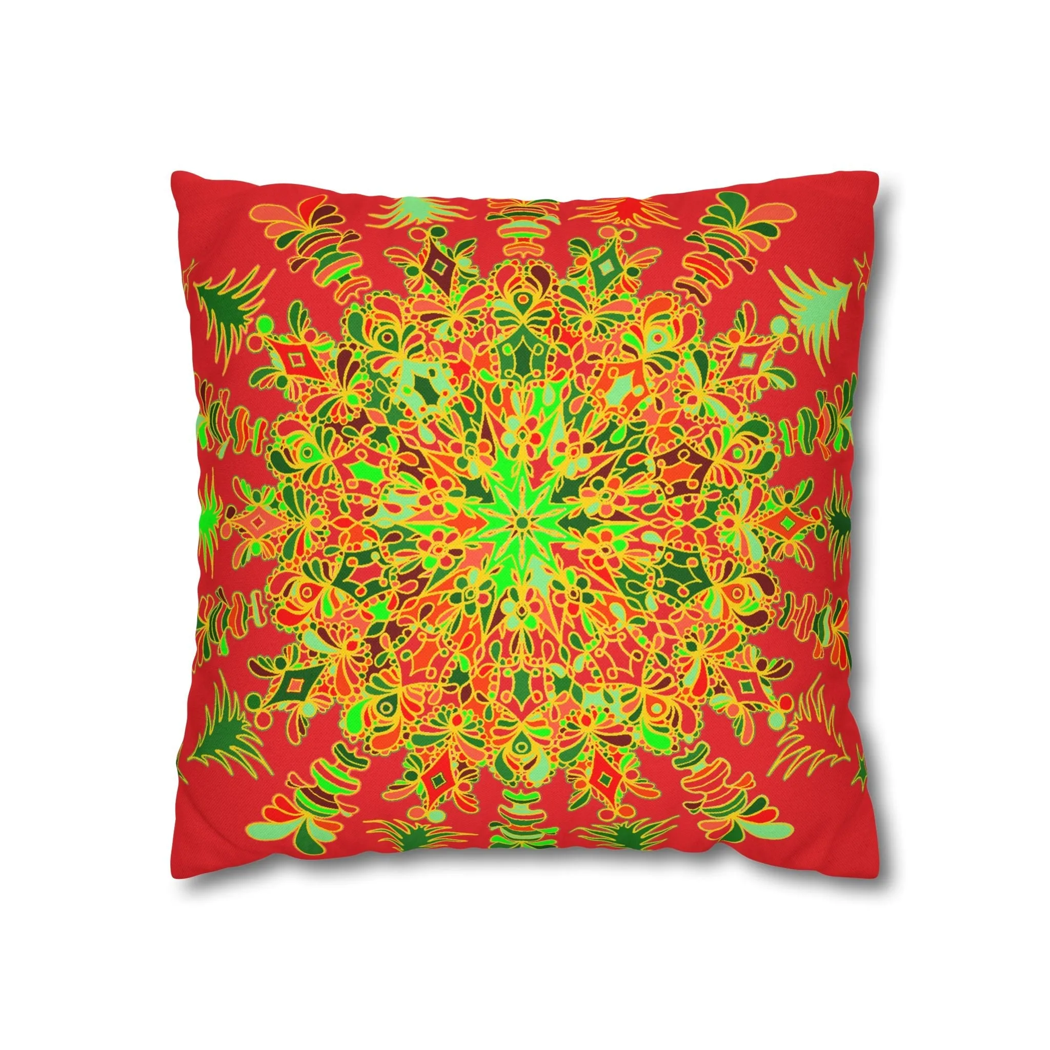 Christmas Mandala Art Pillowcase - Hand-drawn Design