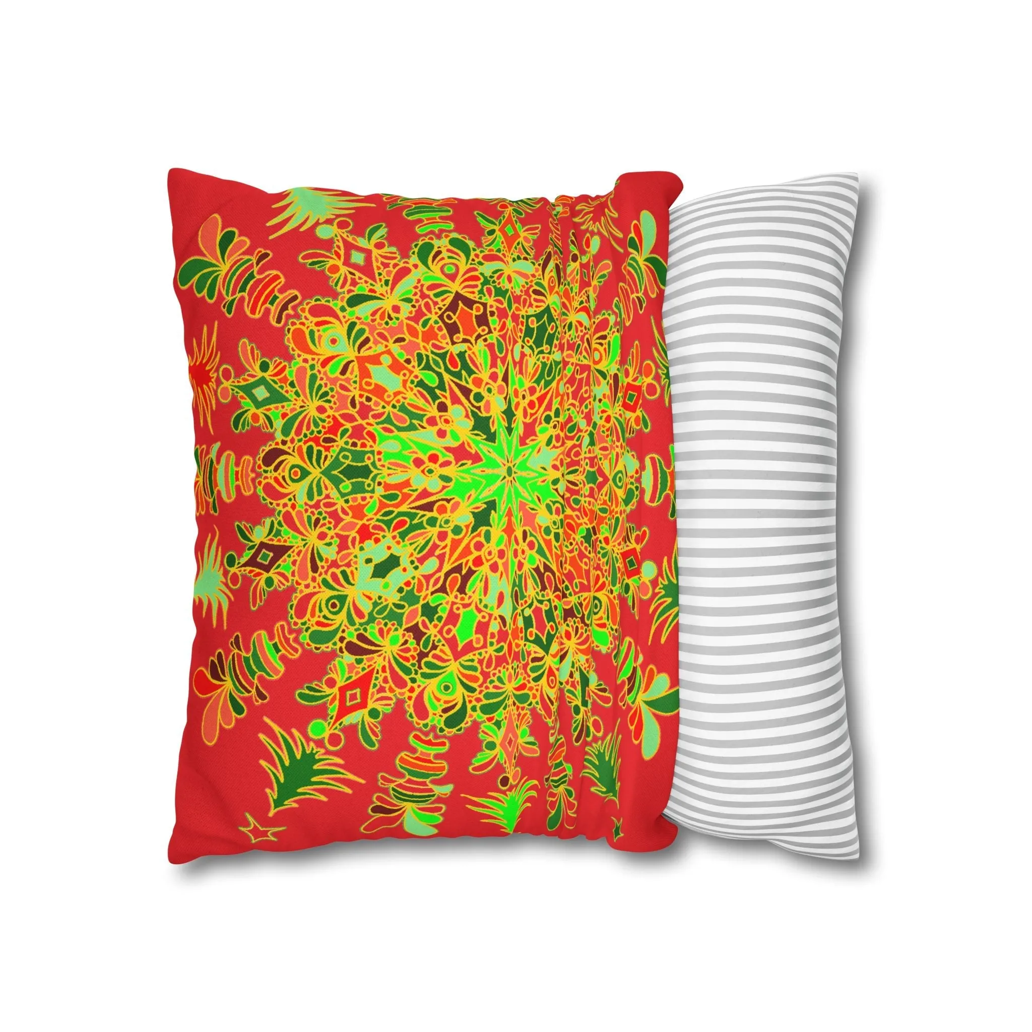 Christmas Mandala Art Pillowcase - Hand-drawn Design