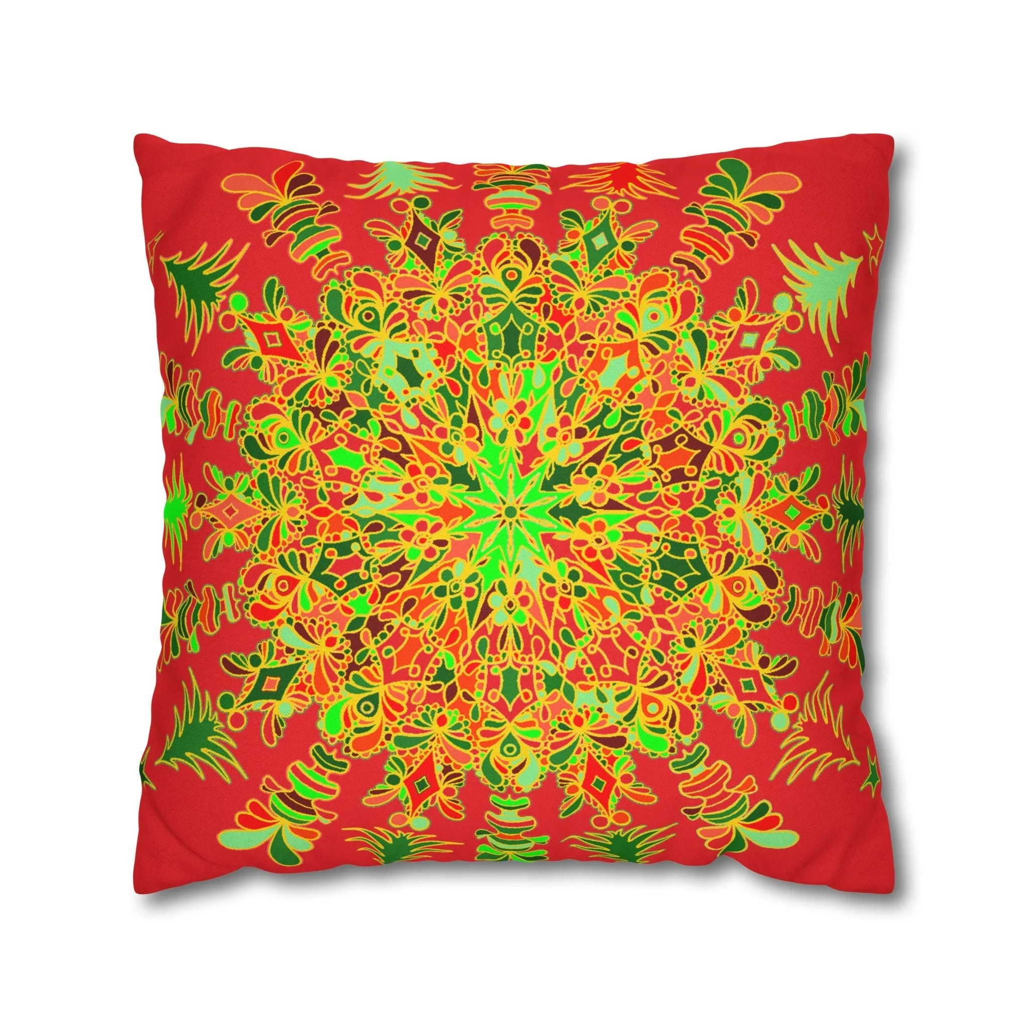 Christmas Mandala Art Pillowcase - Hand-drawn Design