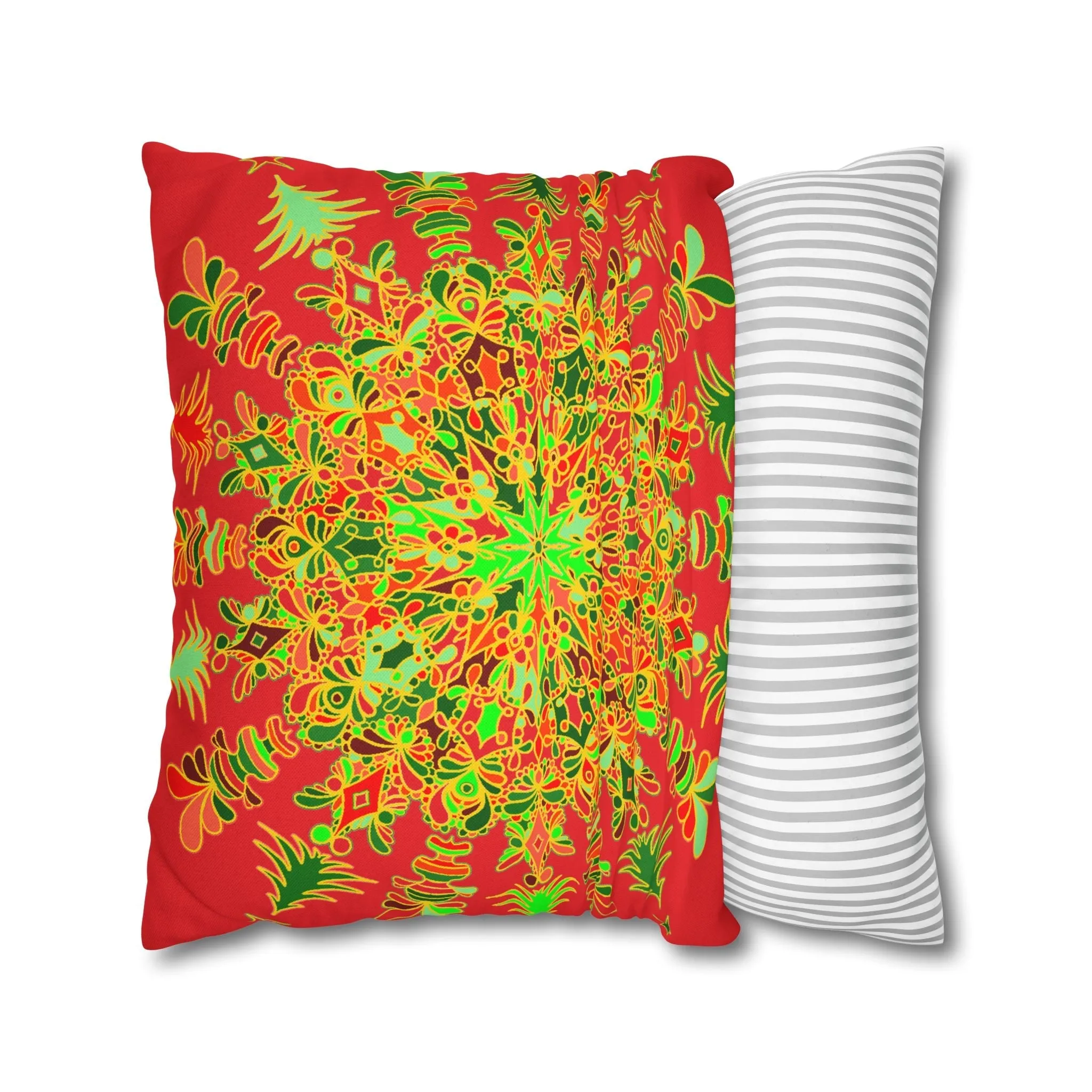 Christmas Mandala Art Pillowcase - Hand-drawn Design