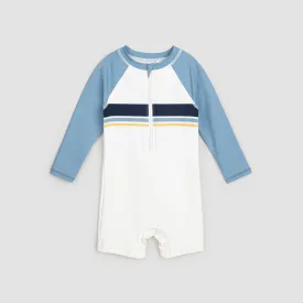 Color Block Raglan Long-Sleeve Swim Romper | Miles The Label