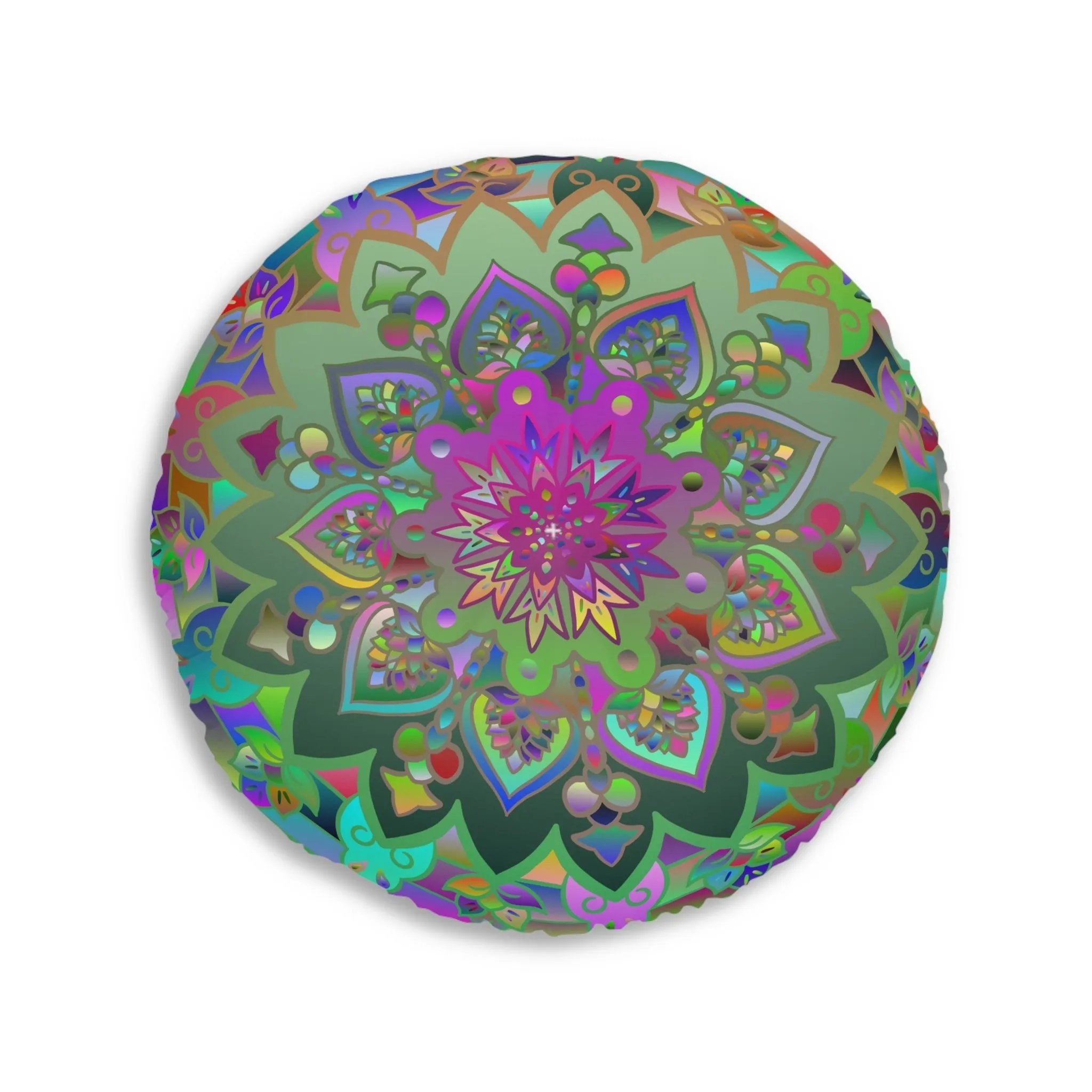 Colorful Mandala Art Design Tufted Round Floor Cushion