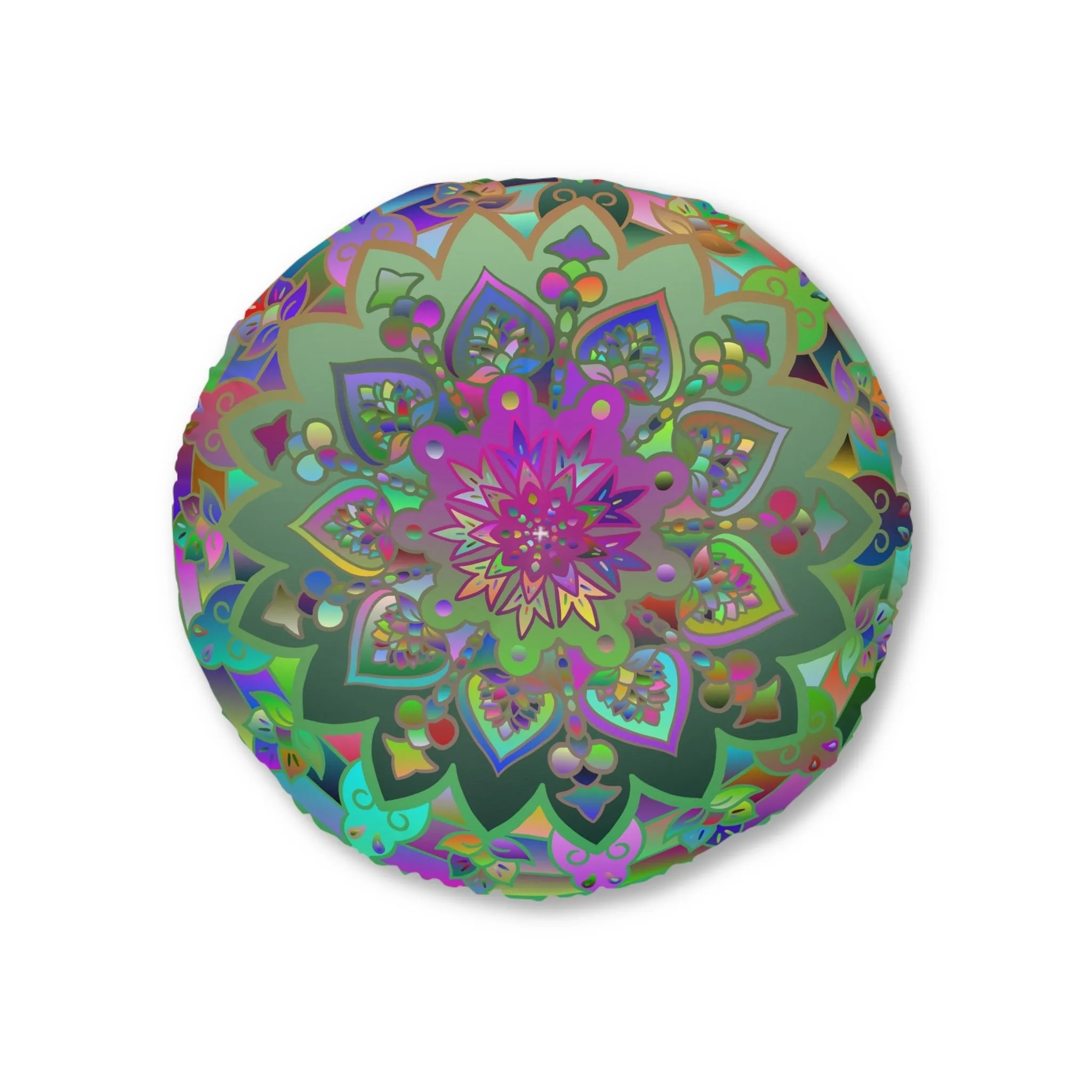 Colorful Mandala Art Design Tufted Round Floor Cushion