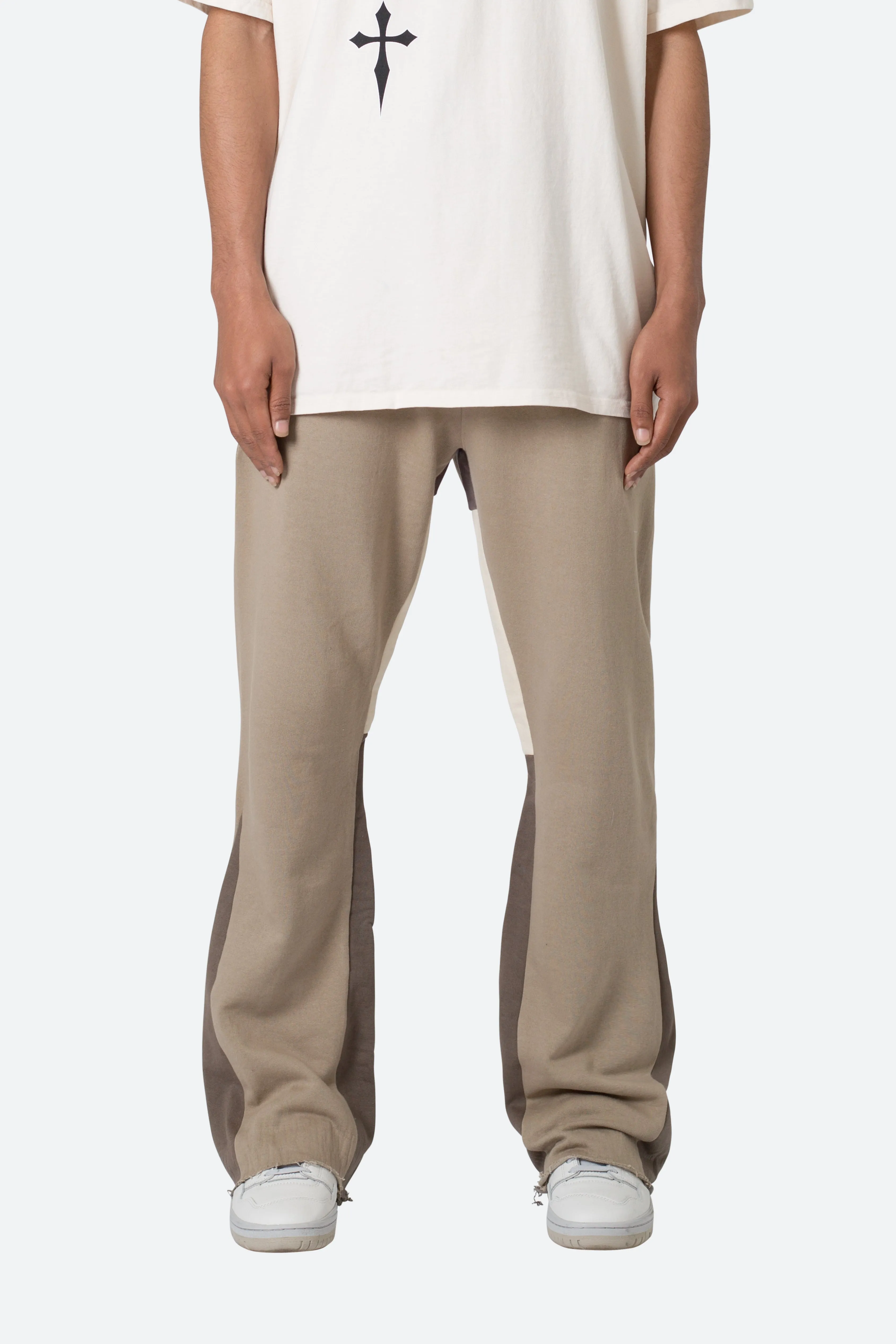 Contrast Bootcut Sweatpants - Earth