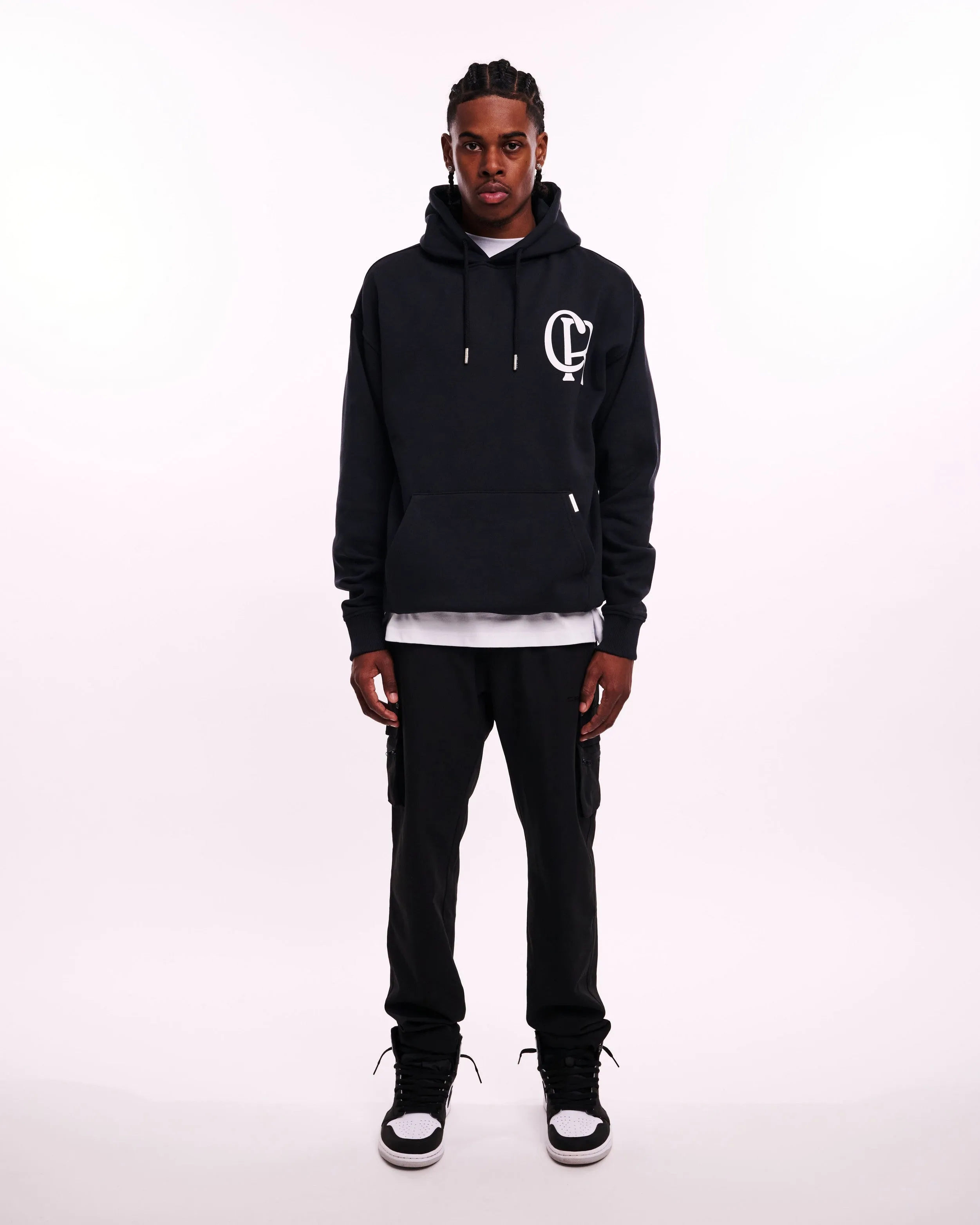 CROYEZ INITIAL HOODIE - BLACK/WHITE