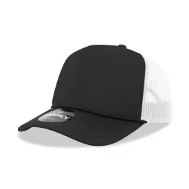 Decky 5 Panel Mid Profile Structured Foam Trucker - BLK-WHT