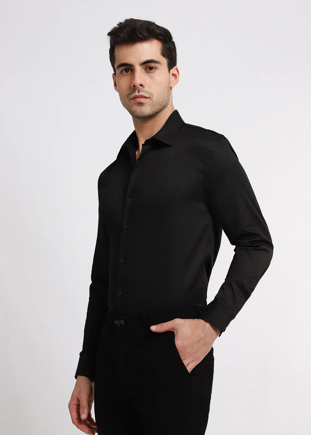 Ebony Black Satin Shirt