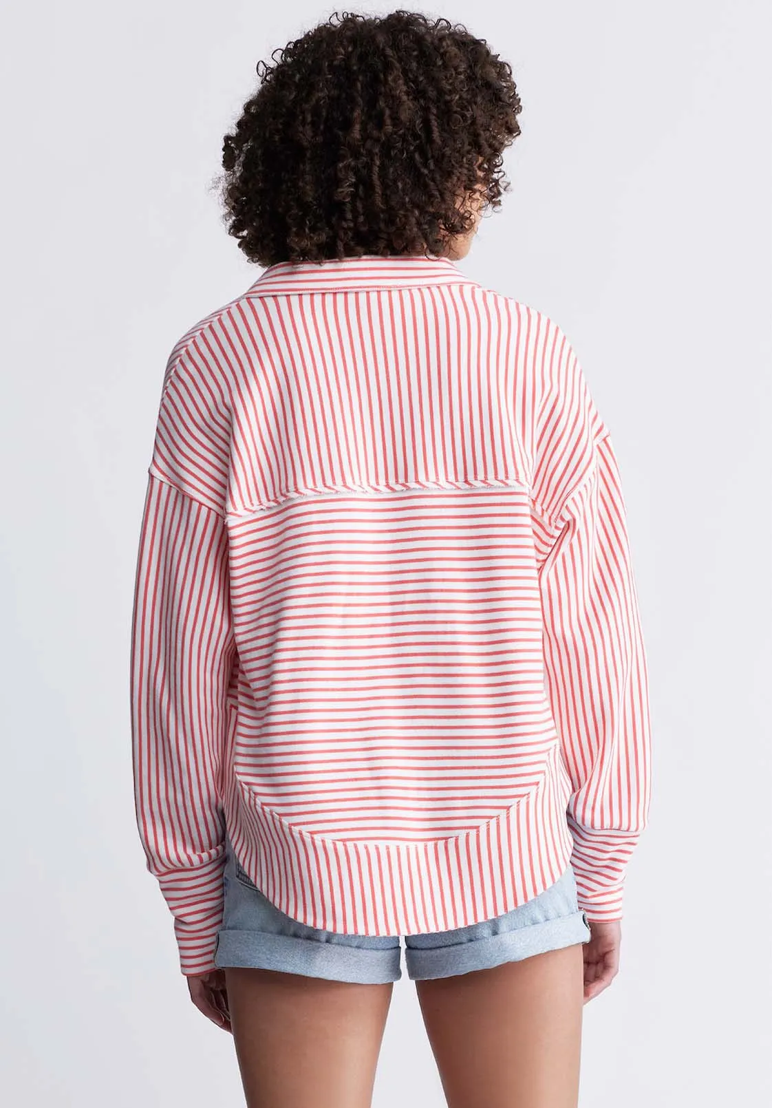 Ellowynne Women’s Striped Pullover in White & Red - KT0099P