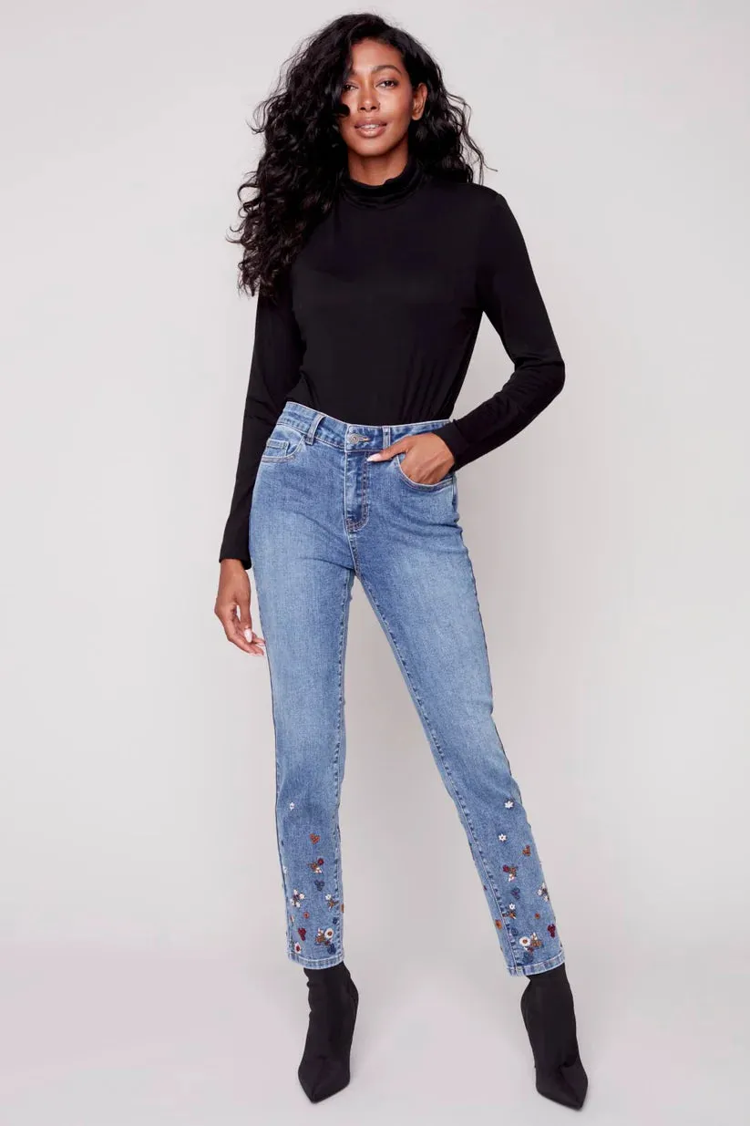 EMBROIDERED FLOWER JEAN