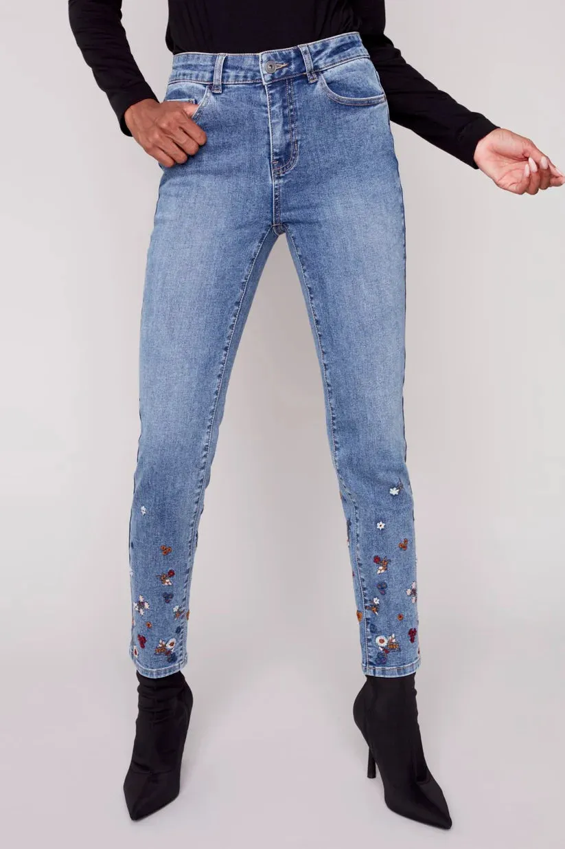 EMBROIDERED FLOWER JEAN