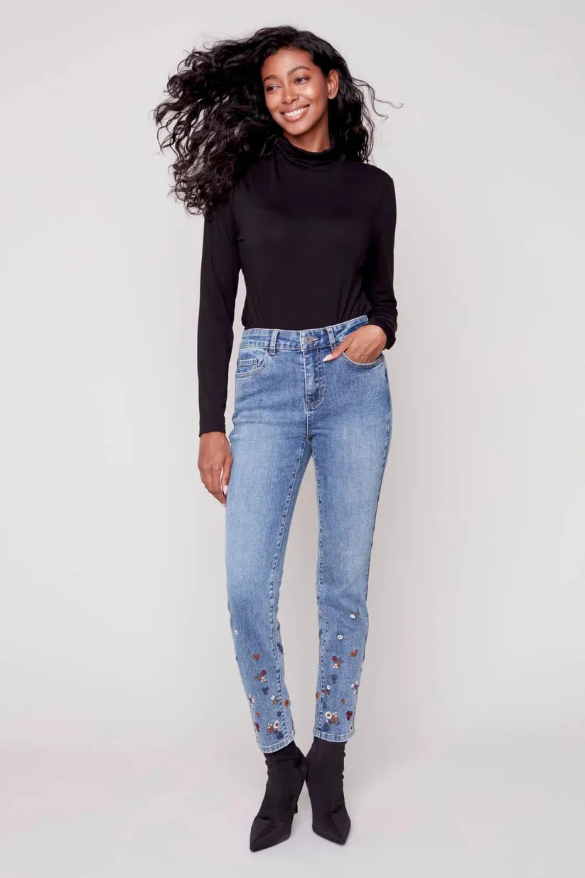 EMBROIDERED FLOWER JEAN