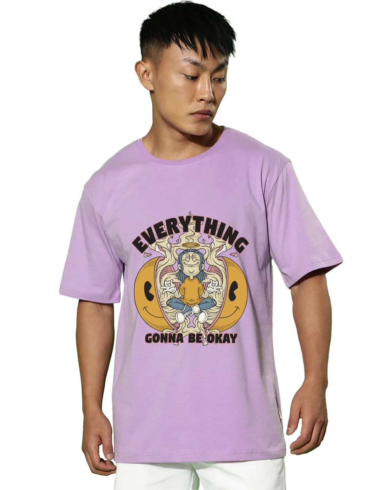 Everything Gonna Be Okay Lilac Oversized Printed Tshirt