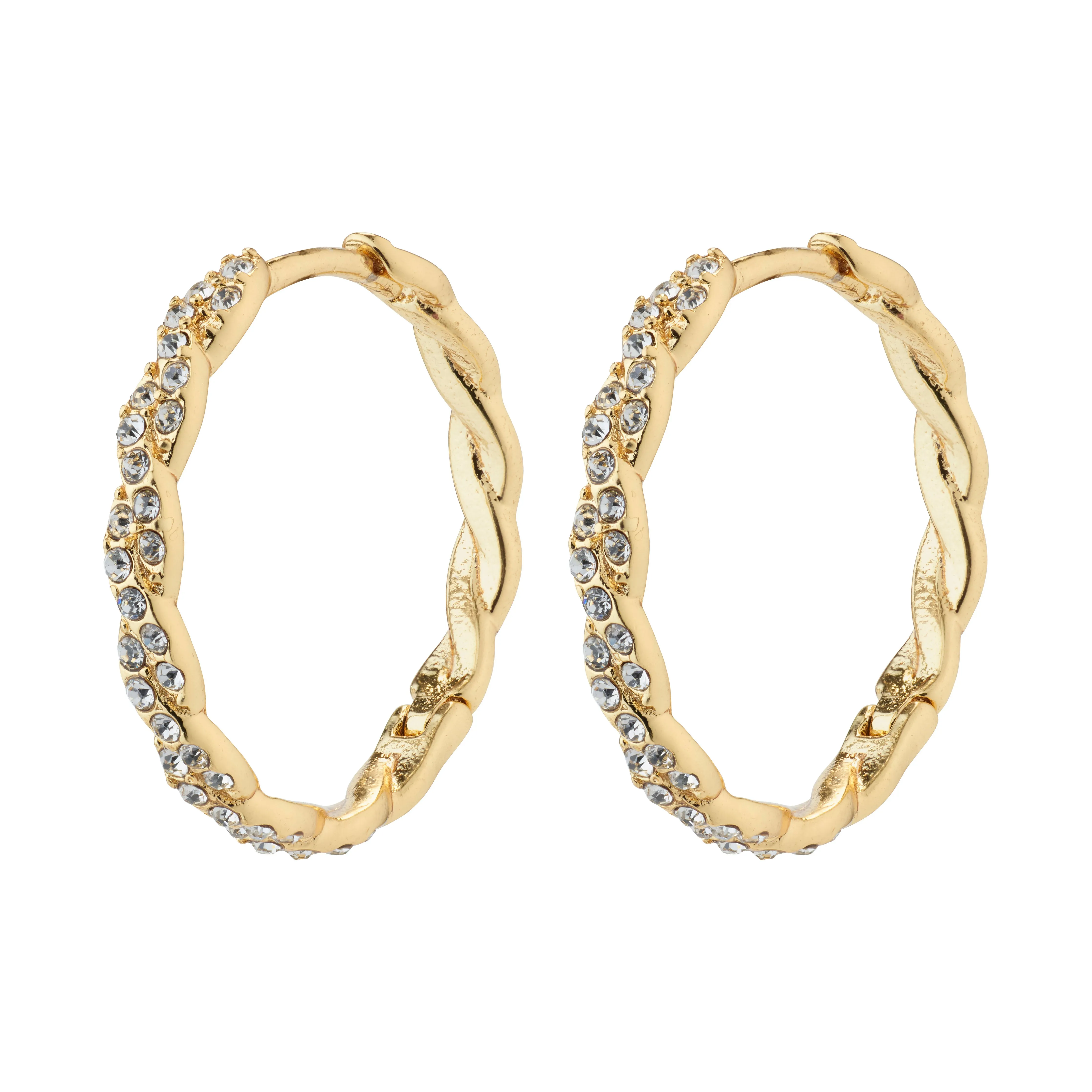 EZO twirled crystal hoops gold-plated