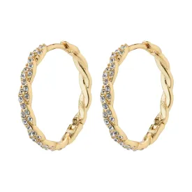 EZO twirled crystal hoops gold-plated