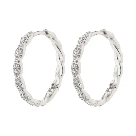 EZO twirled crystal hoops silver-plated