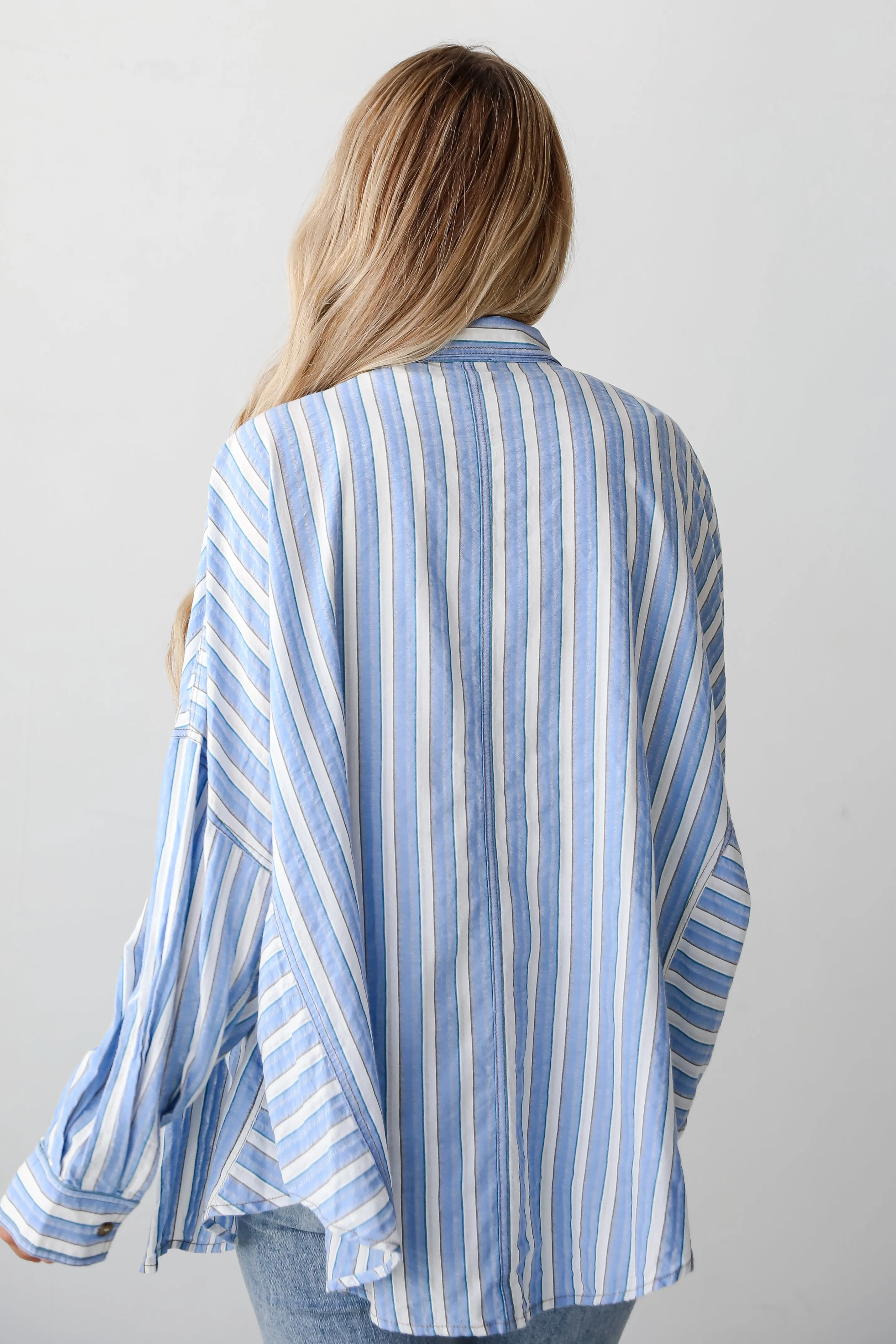 FINAL SALE - Breeze By Blue Striped Button-Up Blouse