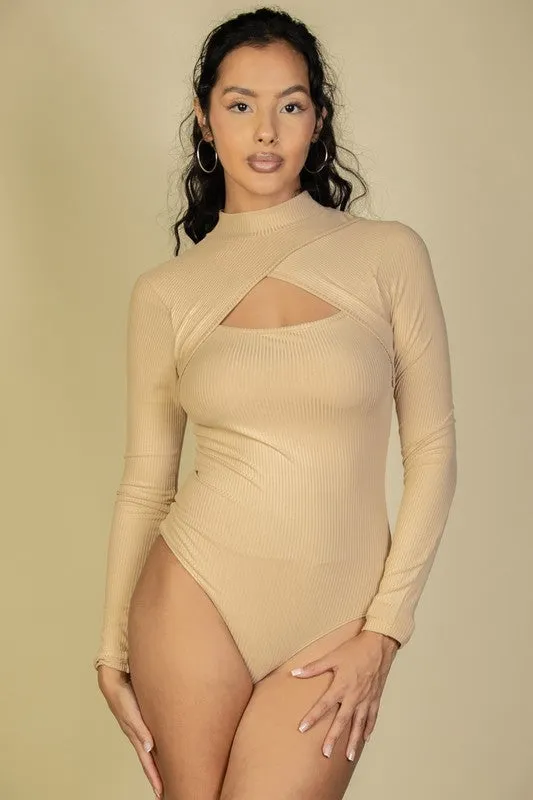 Front Cutout Long Sleeve Bodysuit