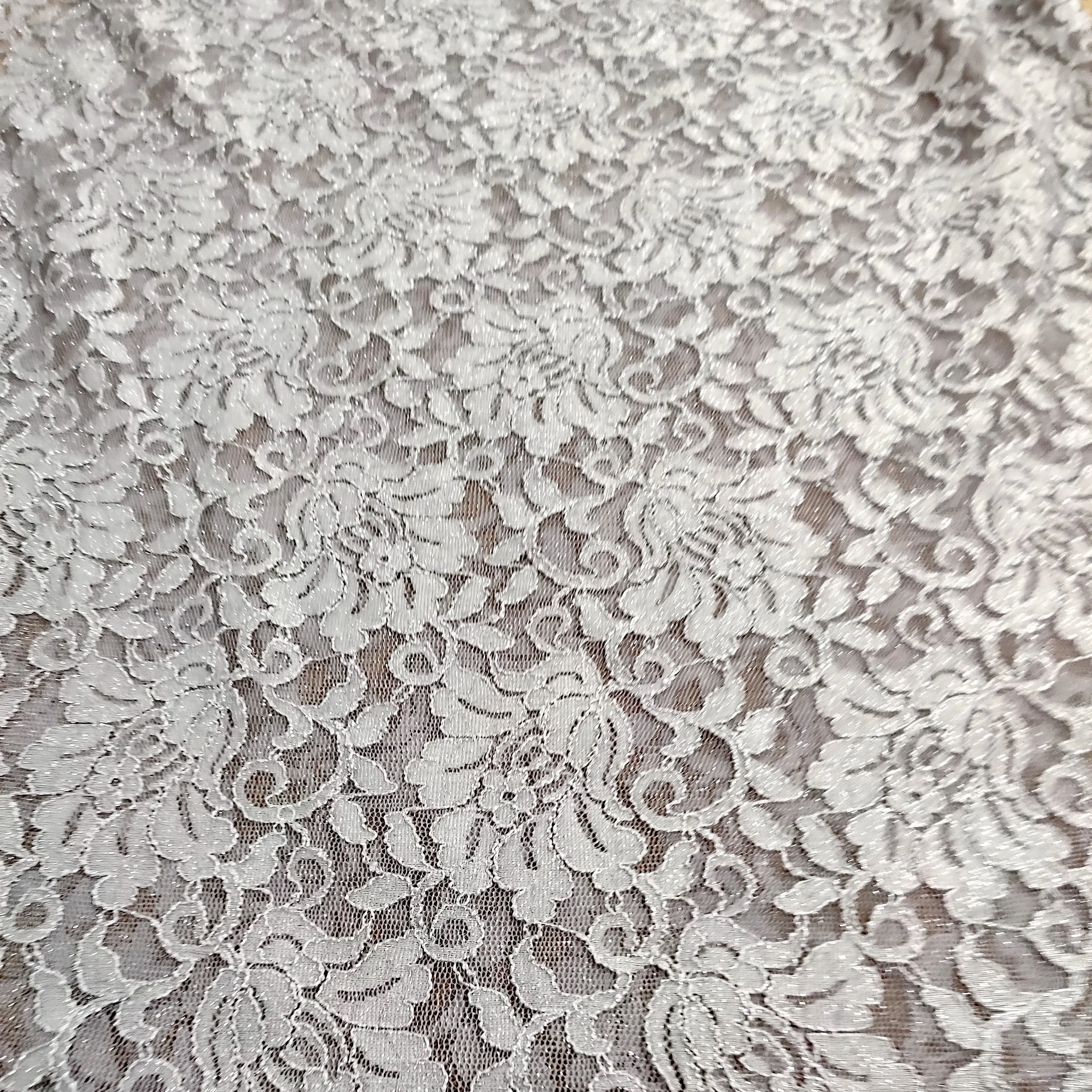 FS509_1 Grey Glitter Floral Lace