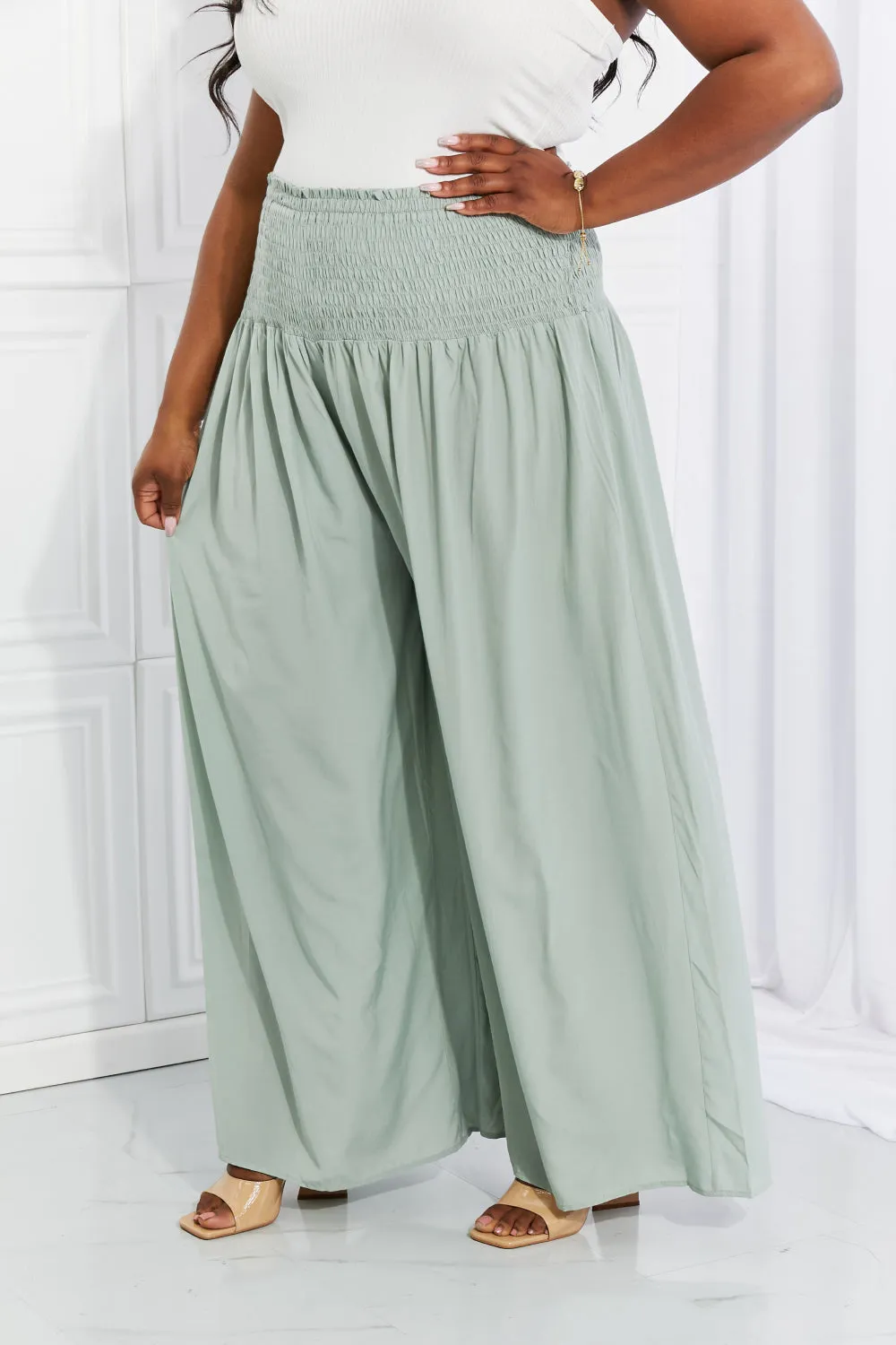 Full Size Beautiful You Smocked Palazzo Pants