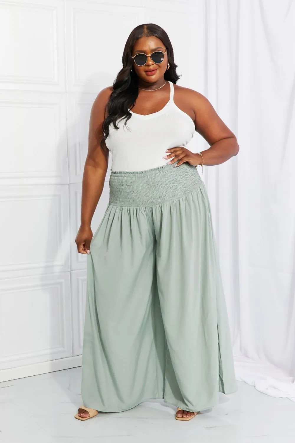 Full Size Beautiful You Smocked Palazzo Pants