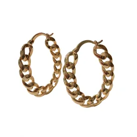 Gold Filled Flat Oval Chain Hoops