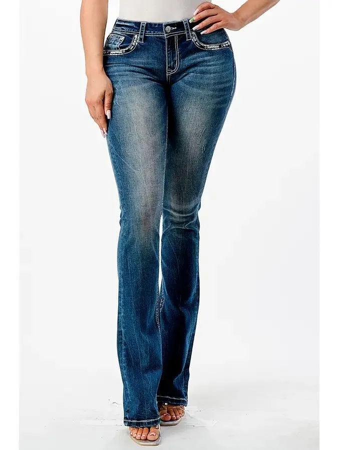 Grace in LA X Stitch Easy Bootcut Jeans 34