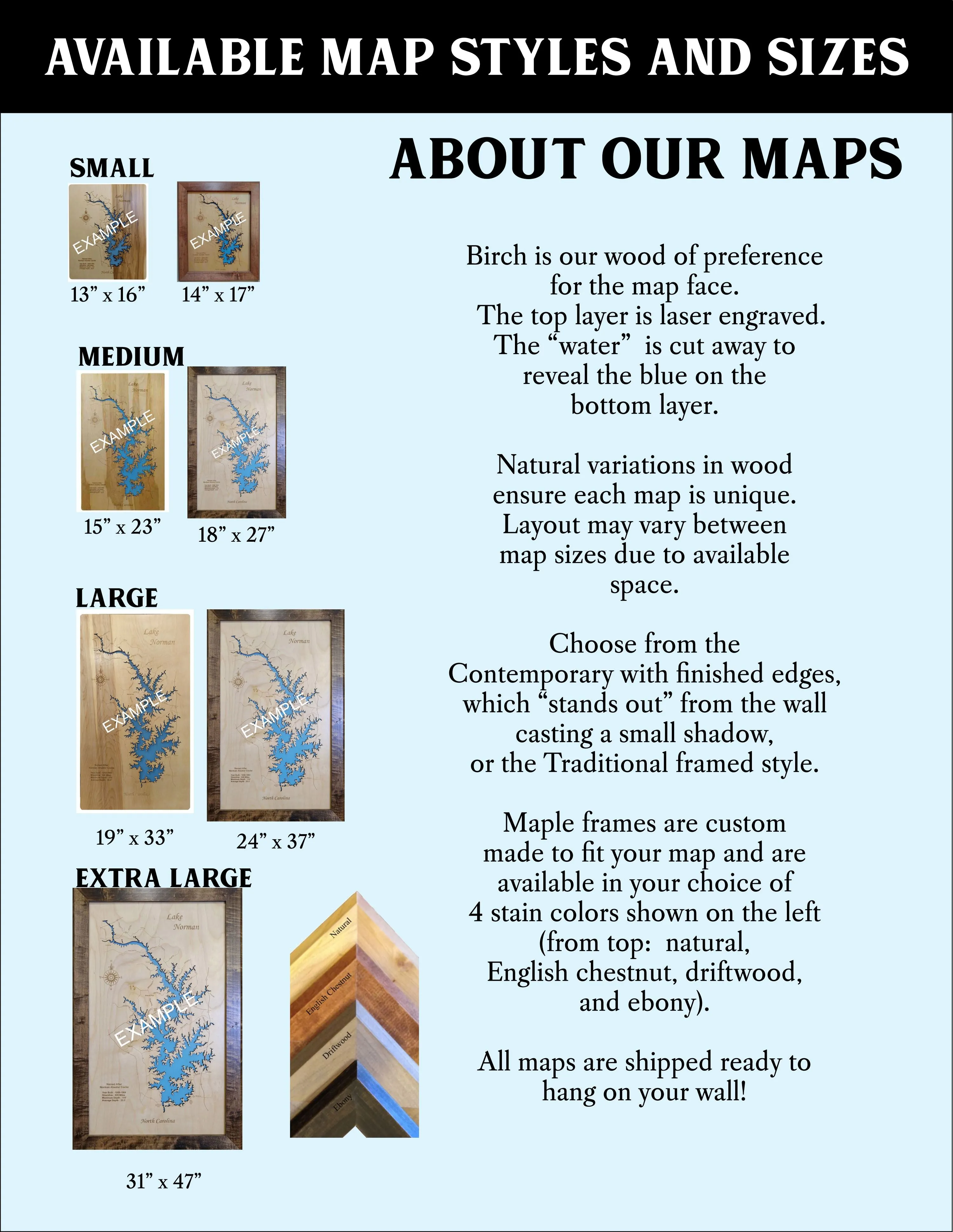 Great East Lake in Maine and New Hampshire - Laser Cut Wood Map