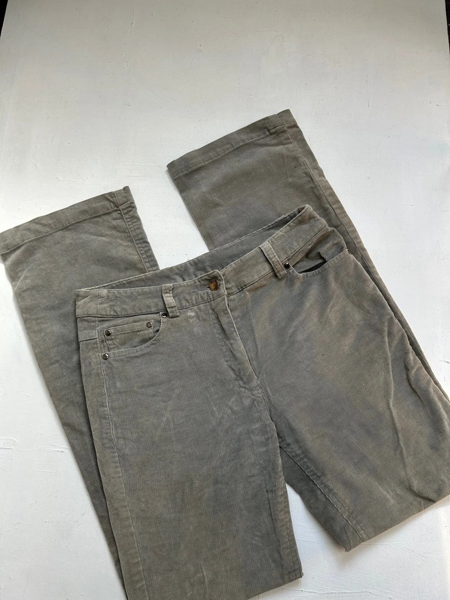 Grey velvet low rise pants (XS)