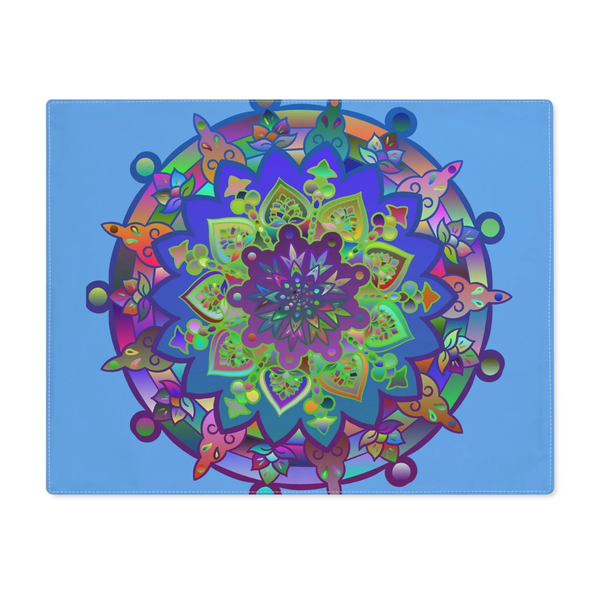 Hand Drawn Mandala Art Light Blue Placemat 1pc