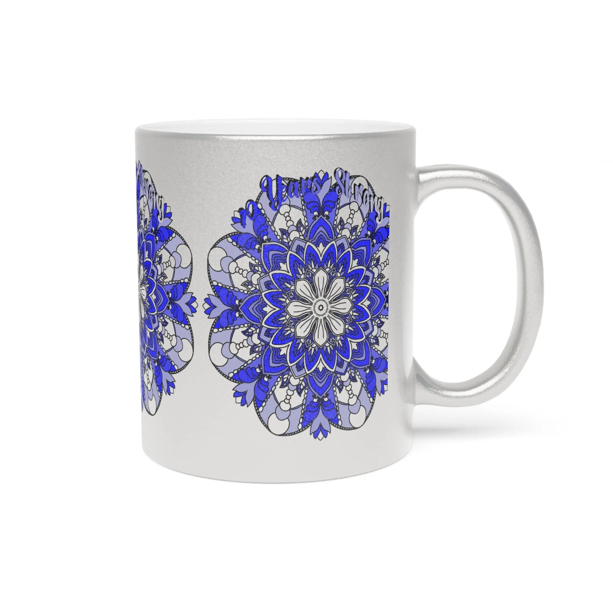 Hand Drawn Mandala Metallic Mug - 10 Years Strong