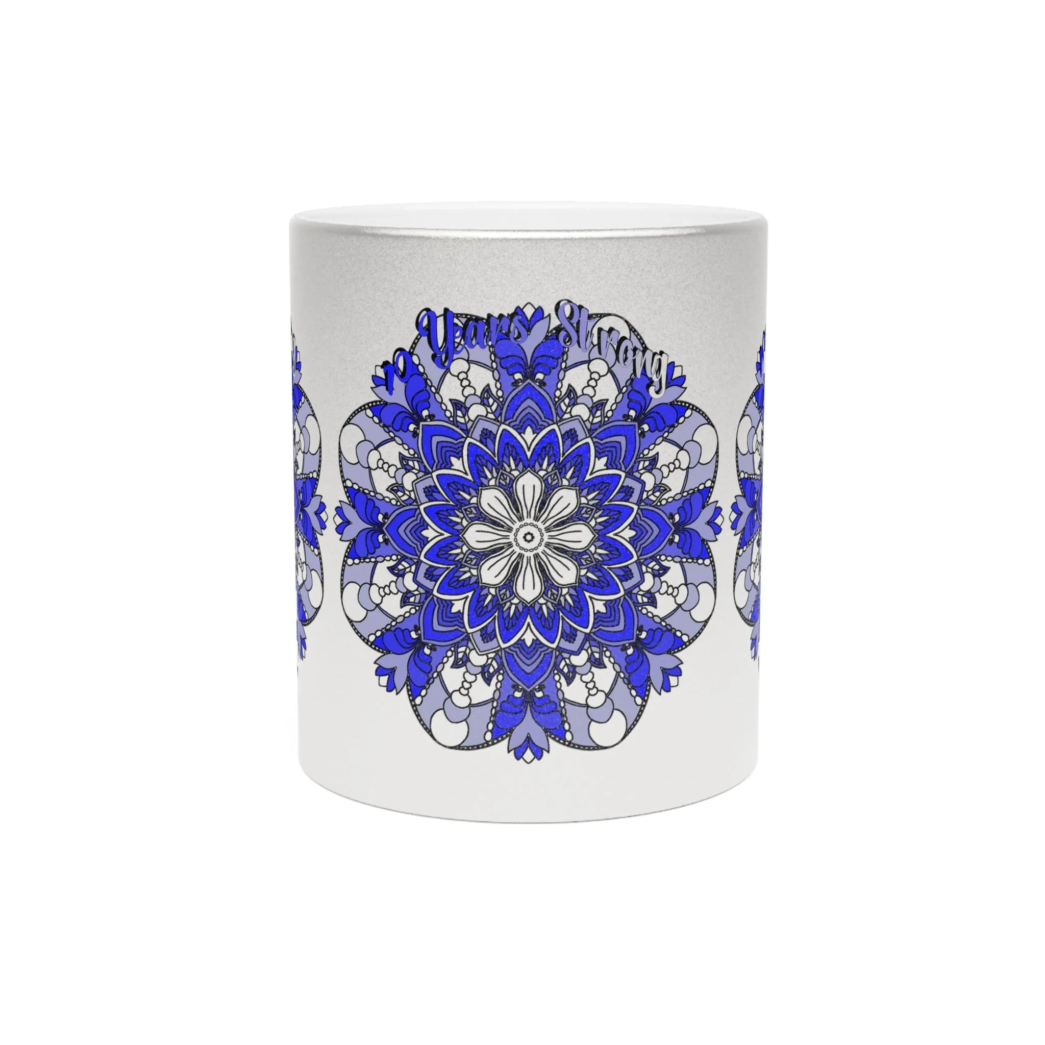 Hand Drawn Mandala Metallic Mug - 10 Years Strong